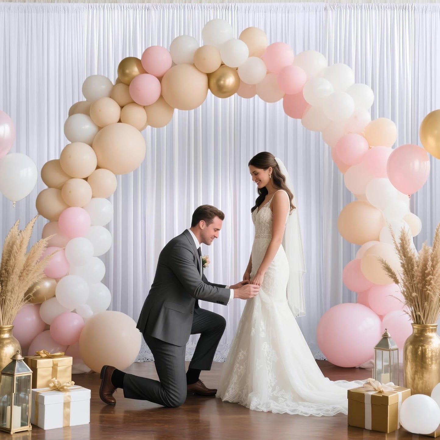 20x10ft Backdrop Curtains for Parties, 4 Panels 5x10ft Photography Backdrop Curtain with Rod Pocket,Backdrop Polyester Background Drapes,Wedding Backdrop Drapes for Birthday Baby Shower Home Decor