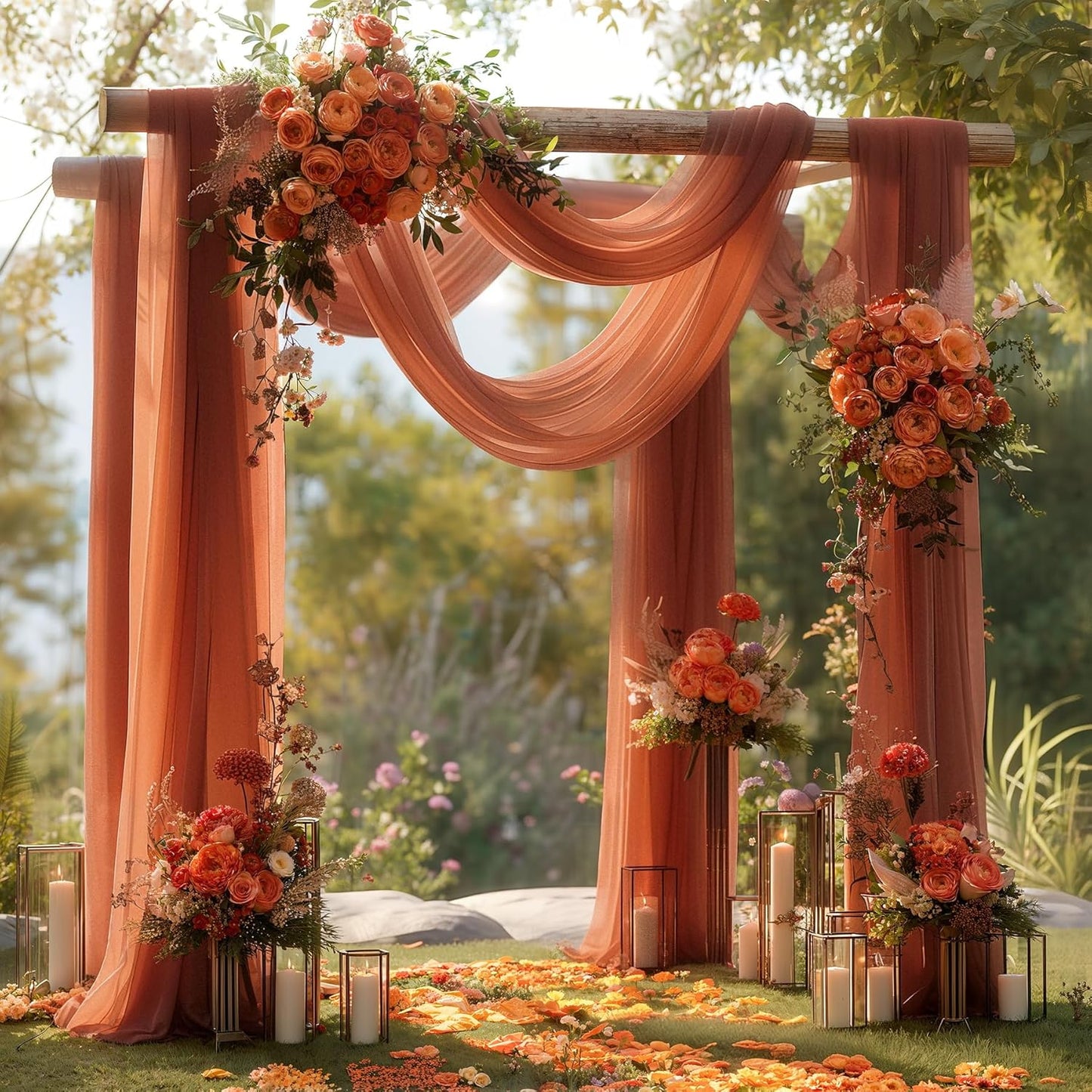 Terracotta Wedding Arch Draping Fabric 1 Panel 30'' x 20FT Terracotta Drapes Sheer Fabric Backdrop Arch Draping Fabrics for Wedding Ceremony Birthday Party Bridal Shower Decoration