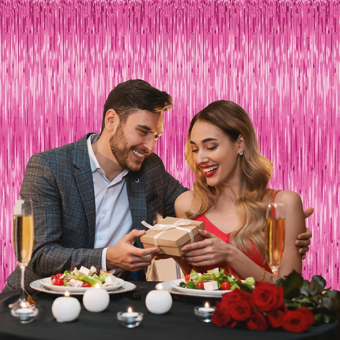 5 Pack Party Backdrop Decorations Pink Tinsel Curtain Party Backdrop Foil Fringe Birthday Decorations Photo Booth Streamer Pink Backdrop Theme Bachelorette Graduation Decorations