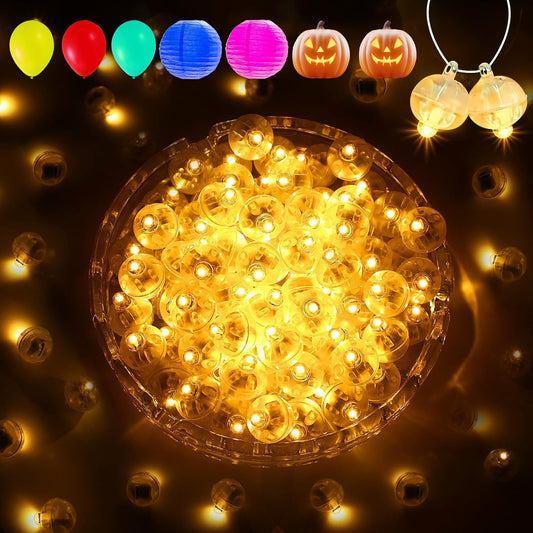 Aogist 50Pcs Balloon Lights with Hook,Long Standby Time,Waterproof Mini Light for Birthday Party Wedding Christmas Halloween Easter Decorative (Steady, Yellow)