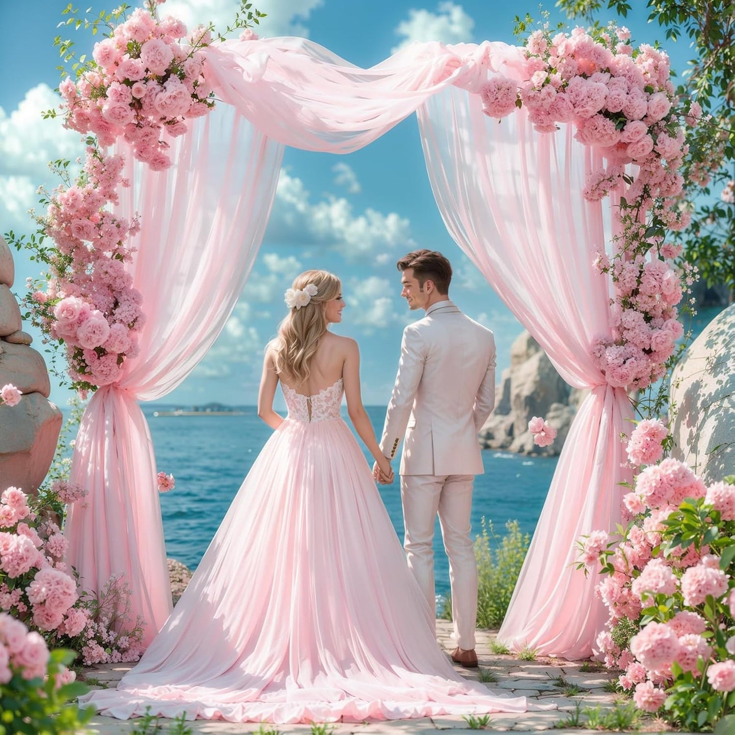 Wedding Arch Draping Fabric 1 Panel 18Ft Blush Chiffon Fabric Drapes Arbor Drapery for Wedding Ceremony Reception Swag Decorations