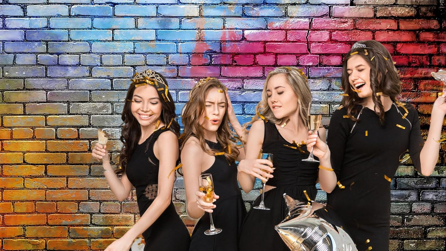 YYNXSY Colorful Brick Wall Photo Backdrop Retro Theme Stone Brick Wall Background Brick Design Microfiber Background Brick Decoration Brick Party Decoration Photo Background 10X8FT YY-24, Black