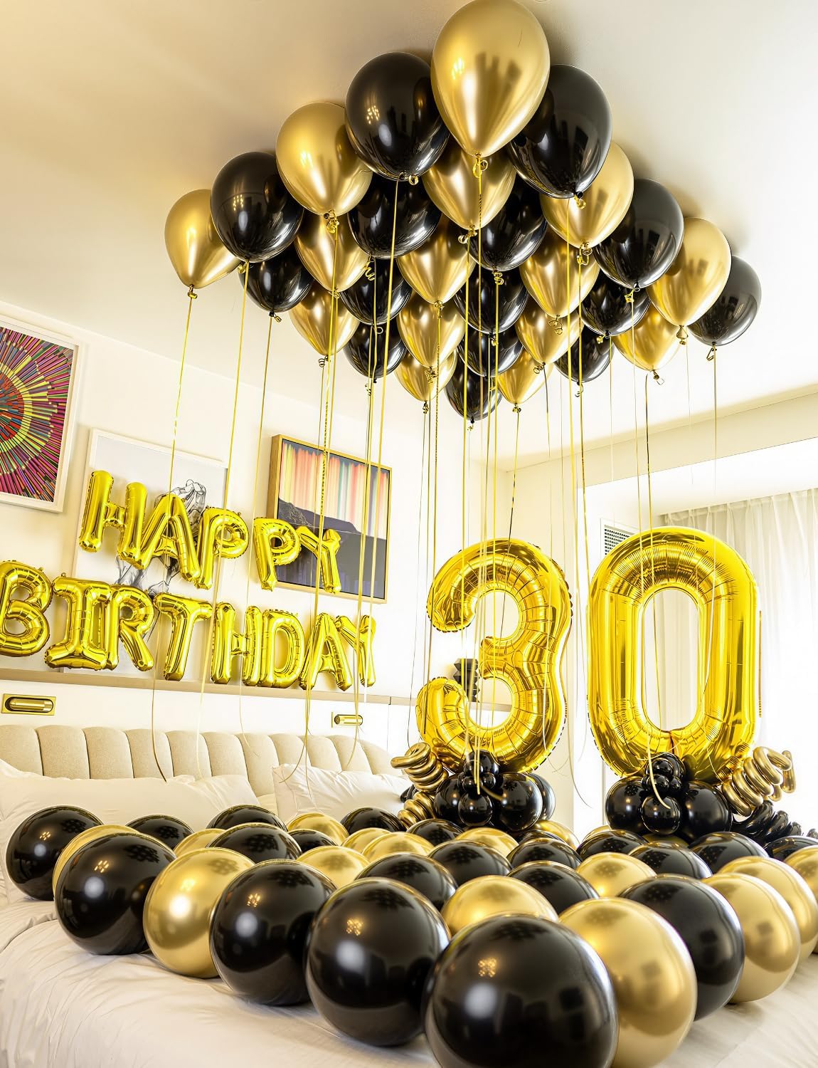 Black and Gold Balloons - 50PCS 12 Inch Metallic Gold Balloons Confetti Balloon Thickened Latex Balloon for Birthday Retirement Anniversary Wedding Party Decorations Supplies