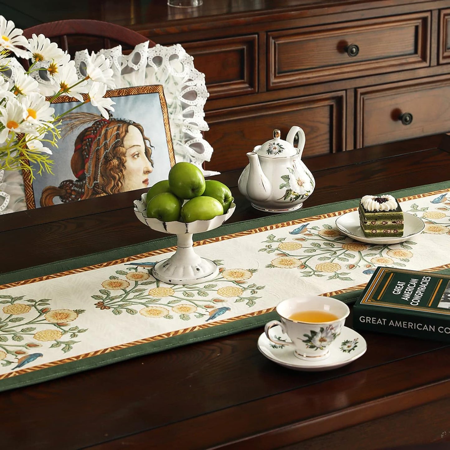 patdrea Velvet French Table Runner Farmhouse for Home Kitchen Dining Decor Parties Family Dinners Wedding 12"*102"