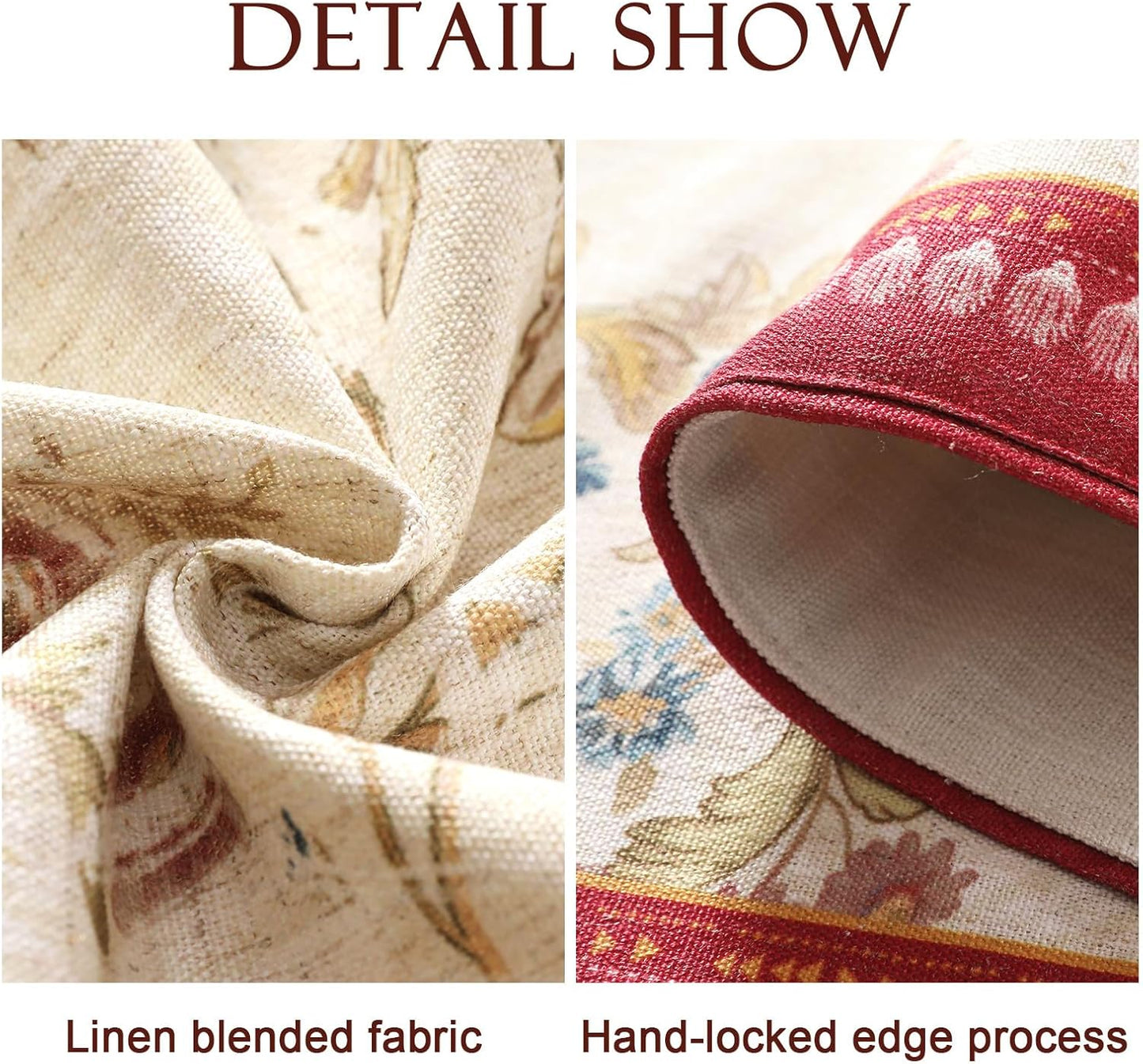 patdrea Designer Farmhouse Linen Table Runner, Rustic Cottage Mauve with Rooster and Floral Pattern Fabric Table Mat, Decoration for Kitchen Dining Coffee Table Banquet Christmas , 12"*87"