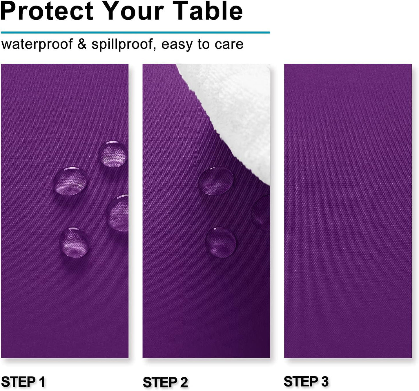 Hiasan Waterproof Tablecloth Rectangle - Washable Fabric Table Cloth for Dining Room Kitchen Birthday Party and Outdoor Use, Royal Purple, 54 x 108 Inch