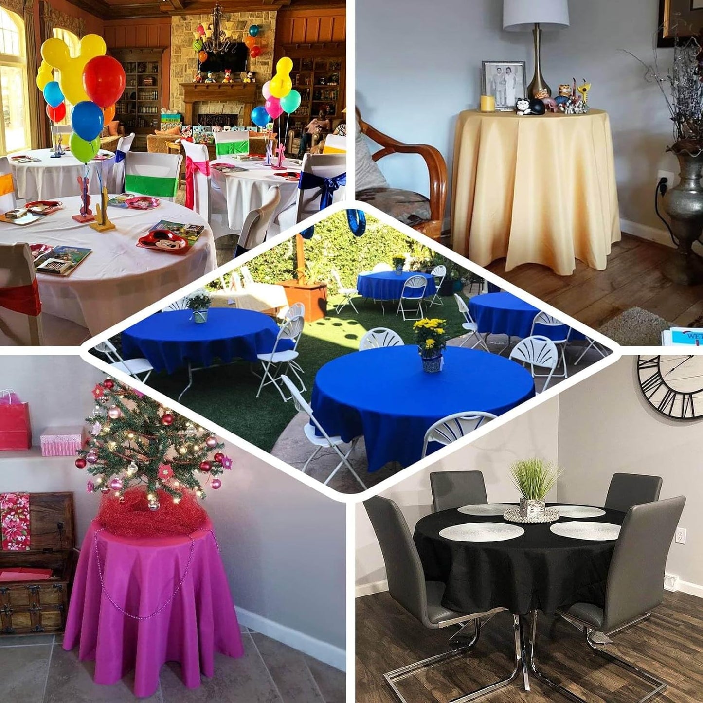 Efavormart Round Tablecloth, 70 Inch Stain & Wrinkle Resistant Washable Table Cloth, Decorative Polyester Fabric Table Cover for Banquet, Wedding, Dining- Royal Blue