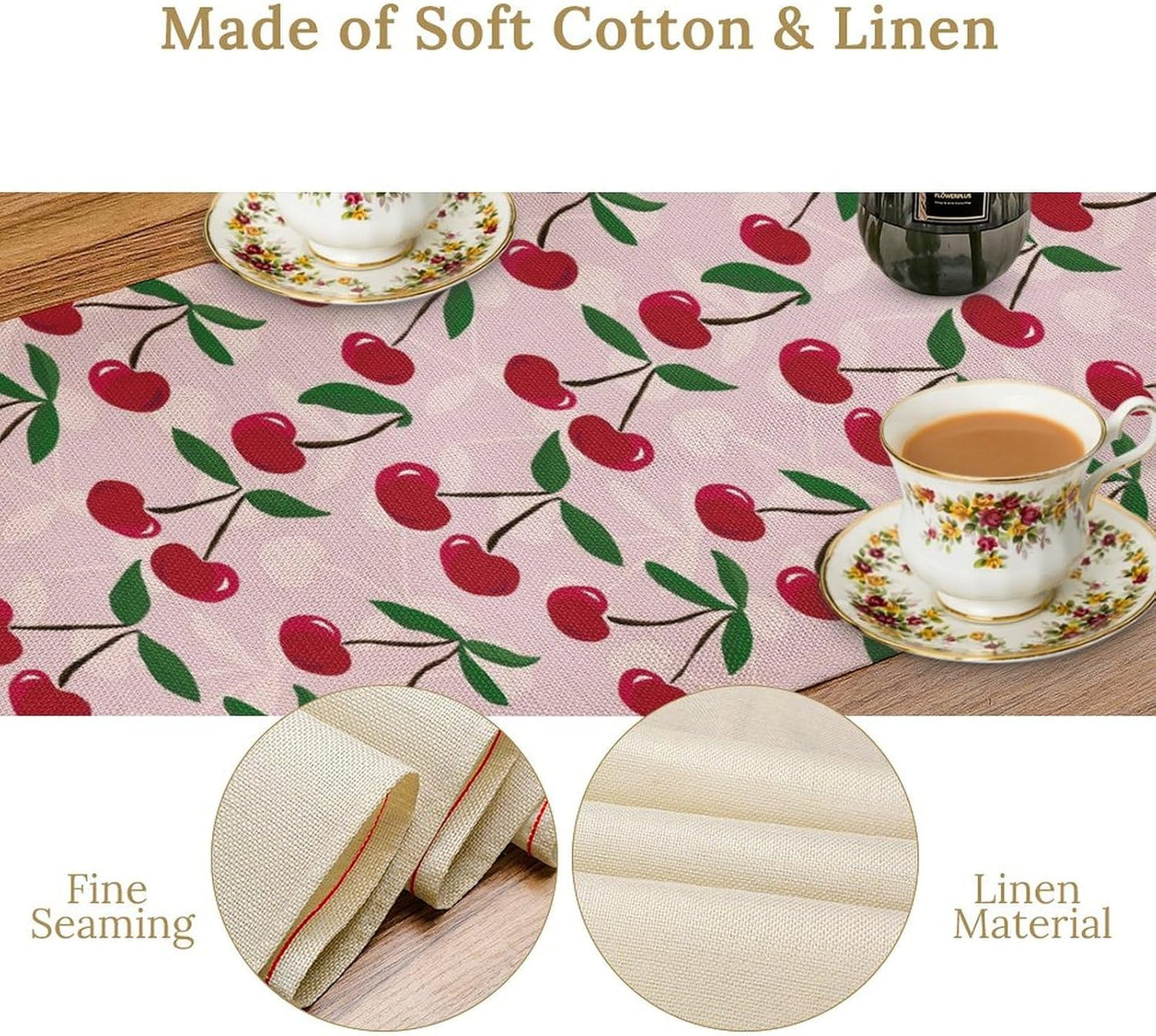 Cherry Table Runner,Spring Summer Fruit Table Runner for Kitchen Dining Table Home Party Decoration 13x108 Inch