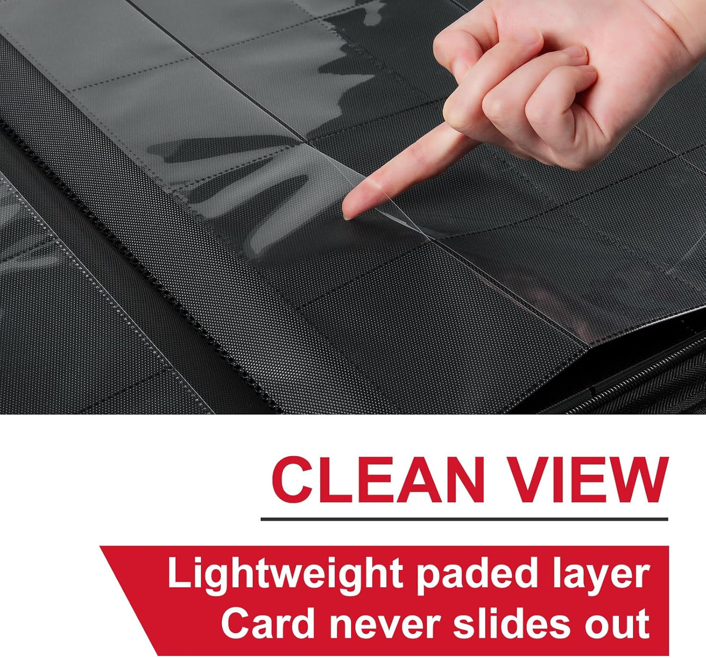 GEAoffice 16 Pockets Trading Card Binder for 1000+ Cards, Sturdy Large Side Loading Zipper Collection Binder for MTG, TCG, Game & Sport Cards, Red