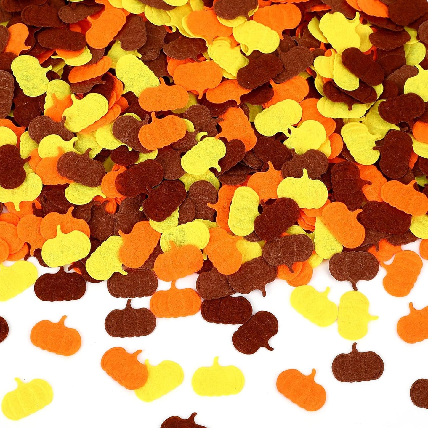 MARFOREVER Fall Felt Pumpkin Confetti, 500Pcs Thanksgiving Pumpkins Confetti Decorations Orange Yellow Autumn Table Scatter Centerpiece for Autumn Thanksgiving Day Party Accessories Supplies