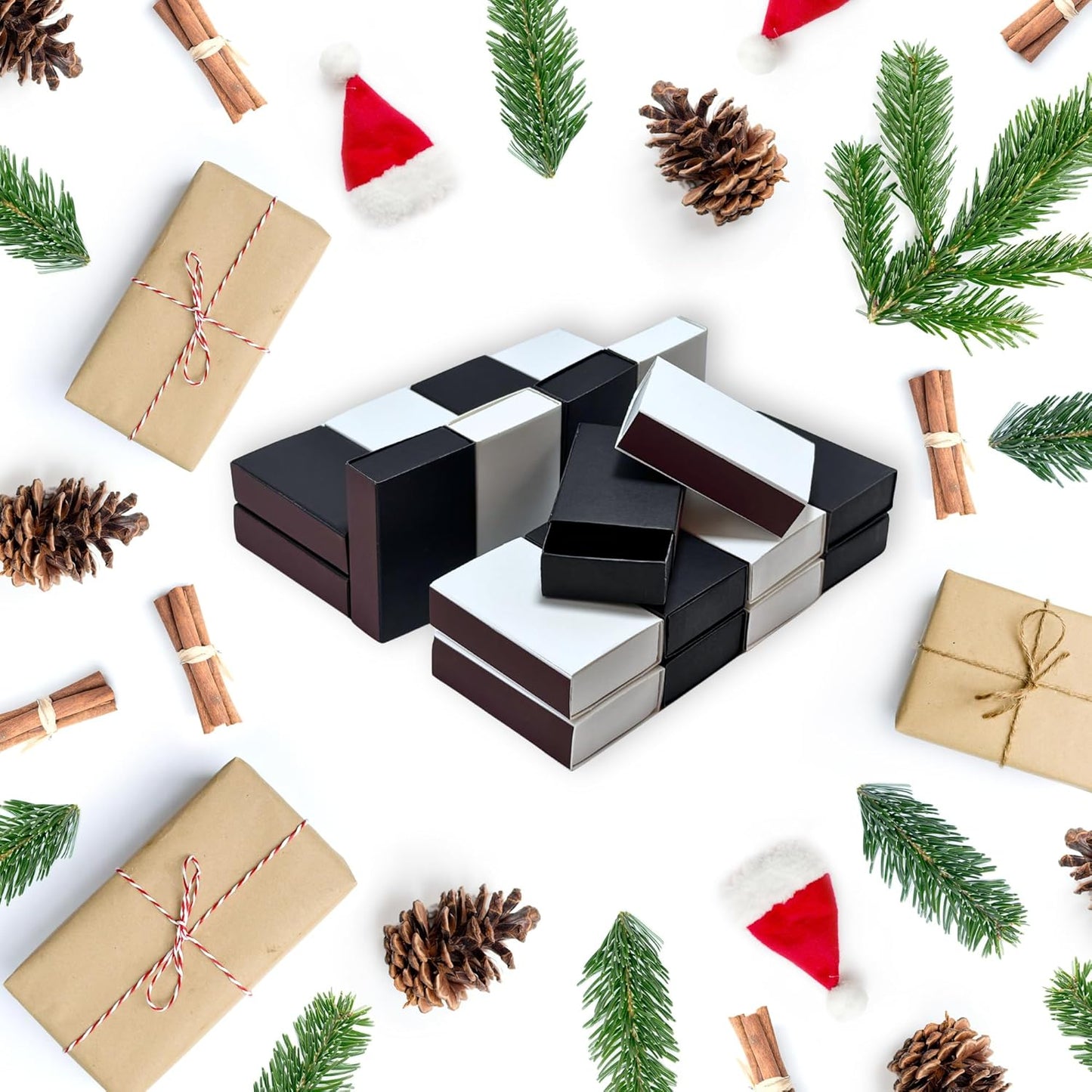 60pcs Blank Match Boxes, 2.25x1.42x0.59in Bulk White and Black Matchboxes DIY Plain Storage Containers Holders Double-Sided Striker Wedding Bridal Baby Shower Birthday Party Favor, No Matches Included