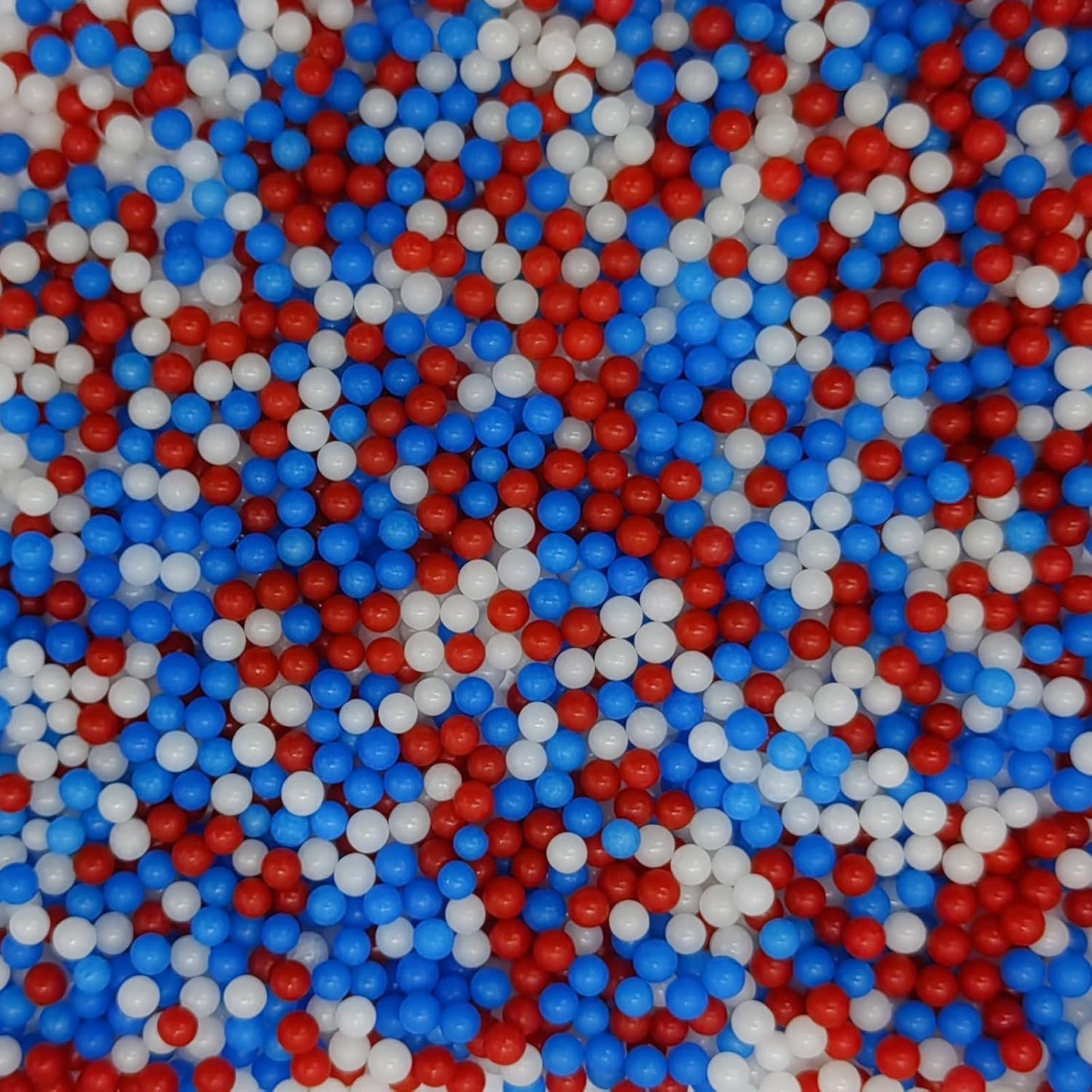 Edible Red & Blue & White Pearl Sugar Sprinkles Candy 4mm Mini Pearls Cake Decorations Cupcake Toppers Cookie Decorating Perfect for Wedding Party Valentine Halloween Christmas Supplies 3OZ