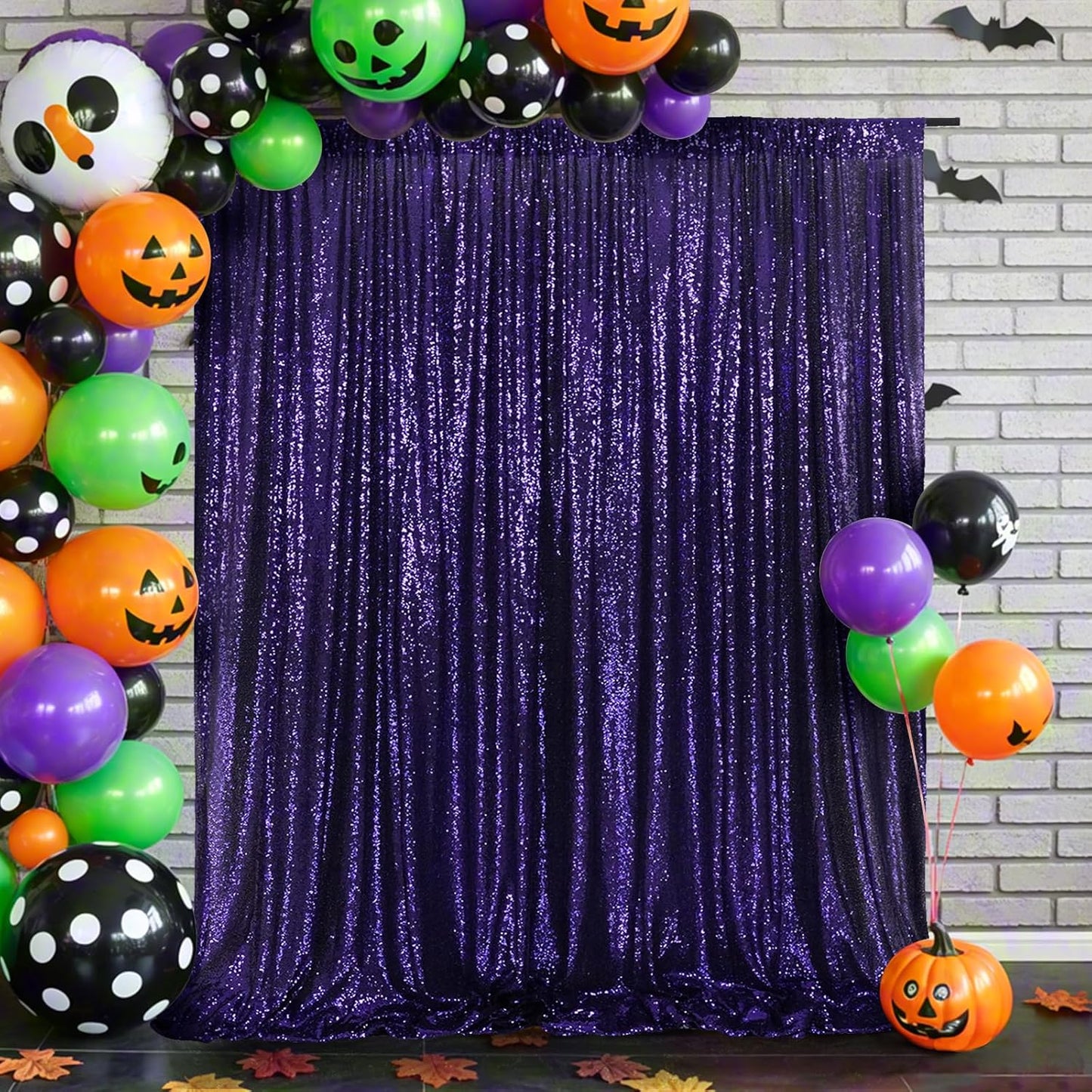 Eternal Beauty Purple Sequin Backdrop, 5x7 Ft Halloween Glitter Background Curtains for Shimmer Photography Party Wedding Birthday Back Drop Decor