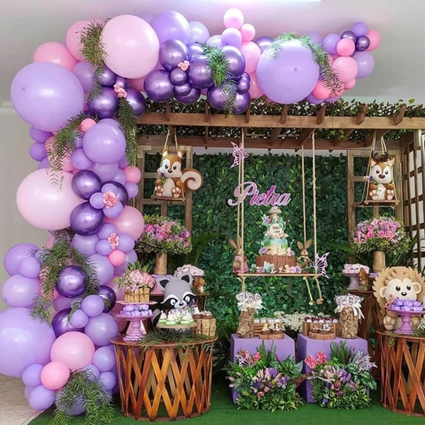 Pink and Purple Balloons, 60 Pcs 12 Inch Pastel Metallic Purple Pink Confetti Balloons with Magenta Balloon for Girls Women Birthday Baby Shower Bridal Shower Wedding Princess Party Decorations