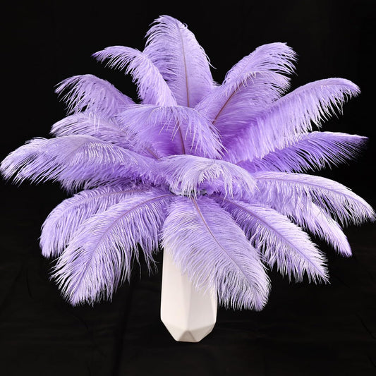 THARAHT Lavender Ostrich Feathers 12pcs Natural Bulk 10-12Inch 25cm-30cm for Crafts Wedding Party Centerpieces Easter Gatsbi and Decoration Feather