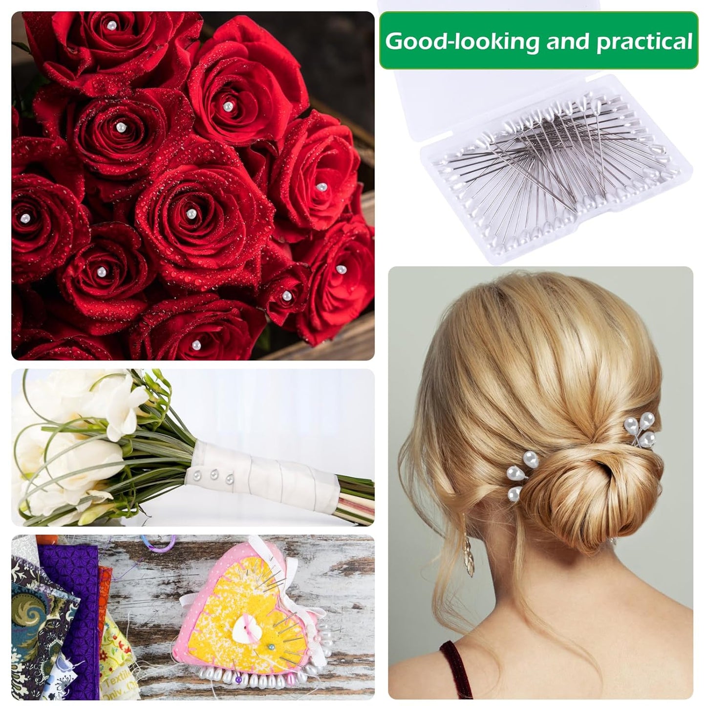 GLAMFIELDS Floral Arrangement Kit with Floral Tape, 26 Gauge Floral Stem Wire, 22 Gauge Floral Wire, Cutter, Boutonniere Flower pin for Bouquet Stem Wrapping, Floral Crafts and Wedding Bridal Bouquets