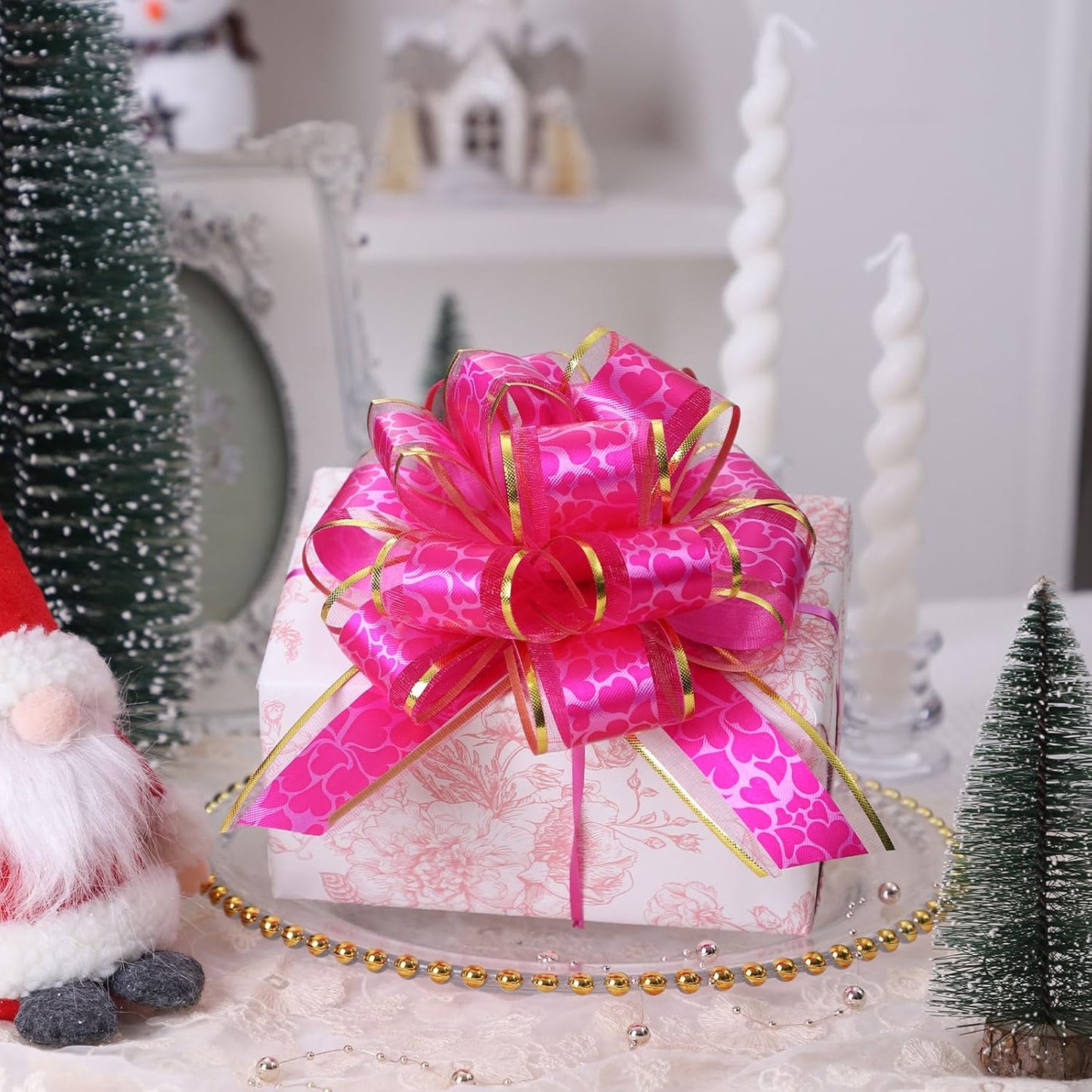 12Pcs Heart Gift Wrap Pull Bows, Large 6 Inch Assorted Gift Pull Bows, for Presents,Christmas Party Birthday Gift for Wrapping Boxes,Valentine's Day Gift Decorations