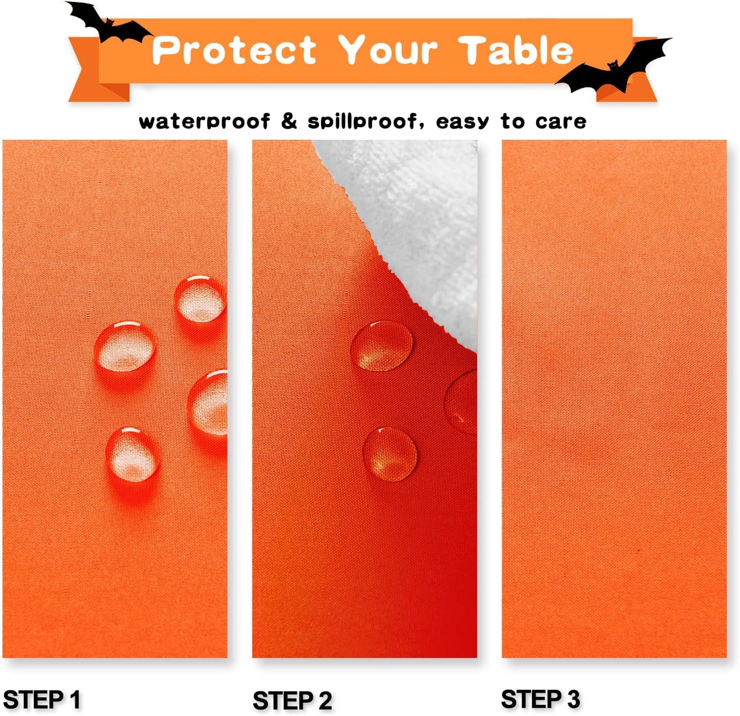 Hiasan Pumpkin Orange Rectangle Tablecloth - Waterproof Washable Polyester Fabric Table Cloth for Buffect Dining Birthday Party Wedding, 30 x 60 Inch