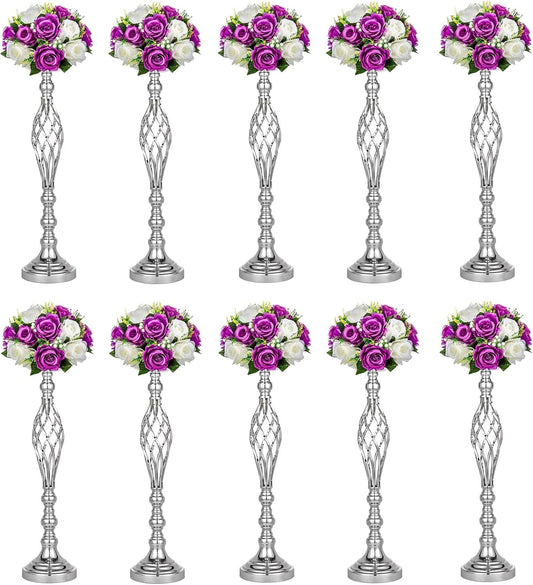 Twist Candleholder Stands & Metal Centerpieces for Reception Tables - Wedding Flower Arrangement Vases for Home Decor