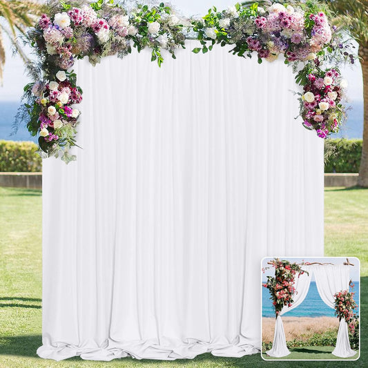 White Backdrop Curtain for Wedding Decor Holiday Party - White Wedding Backdrop Polyester Photography Backdrop Drapes Baby Shower Birthday Privacy Sliding Curtains Home Decor, 5ft x 8ft, 2 Panels
