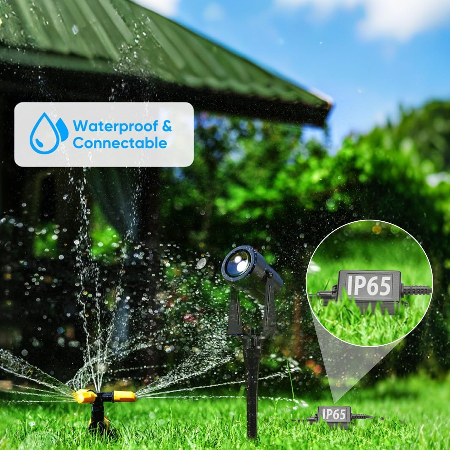 SUNTHIN Outdoor Landscape Lighting, 6 Pack Outdoor Spot Lights with Transformer for Yard, Plant, Lawn, Tree, Flags, House, Garden, Fence Use, IP65 Waterproof & Connectable