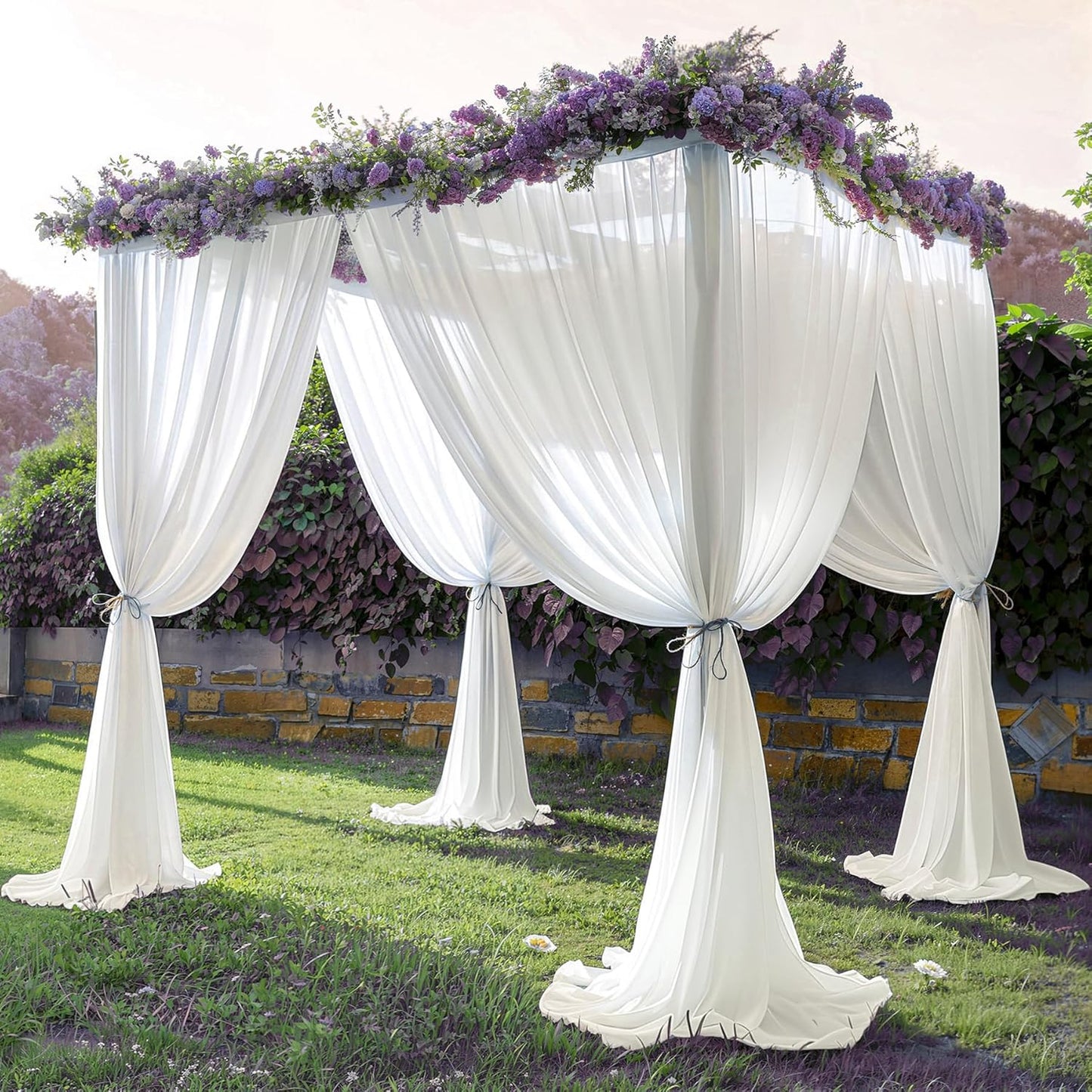 10ft x 10ft Beige Backdrop Curtains, Wrinkle-Free Sheer Chiffon Fabric Photo Backdrop Drapes for Wedding Arch Party Ceremony Stage Photography Decorations