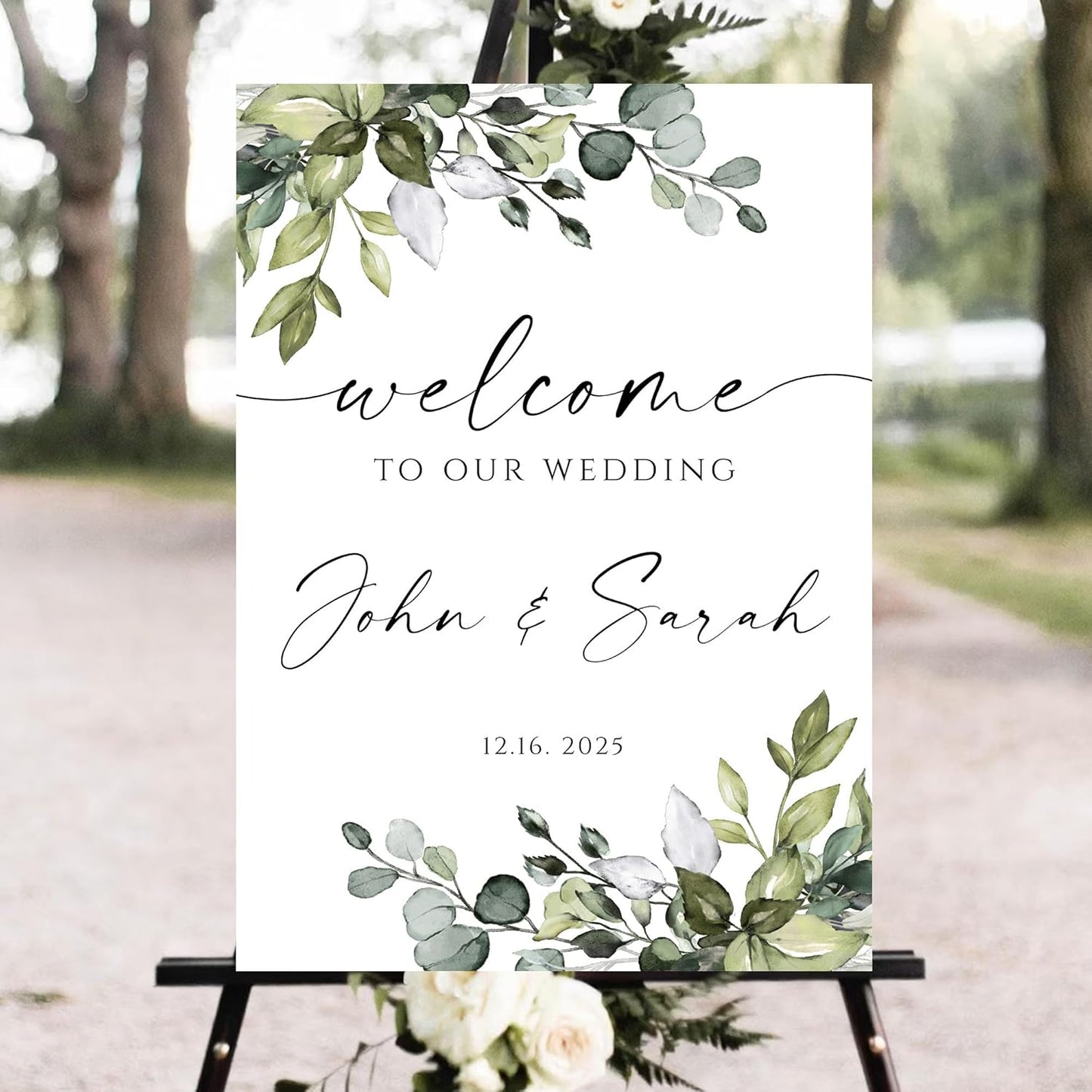 Personalized Wedding Welcome Sign, 18 inches x 12, Plastic, Vintage Style, Waterproof PVC, Perfect for Indoor/Outdoor Use