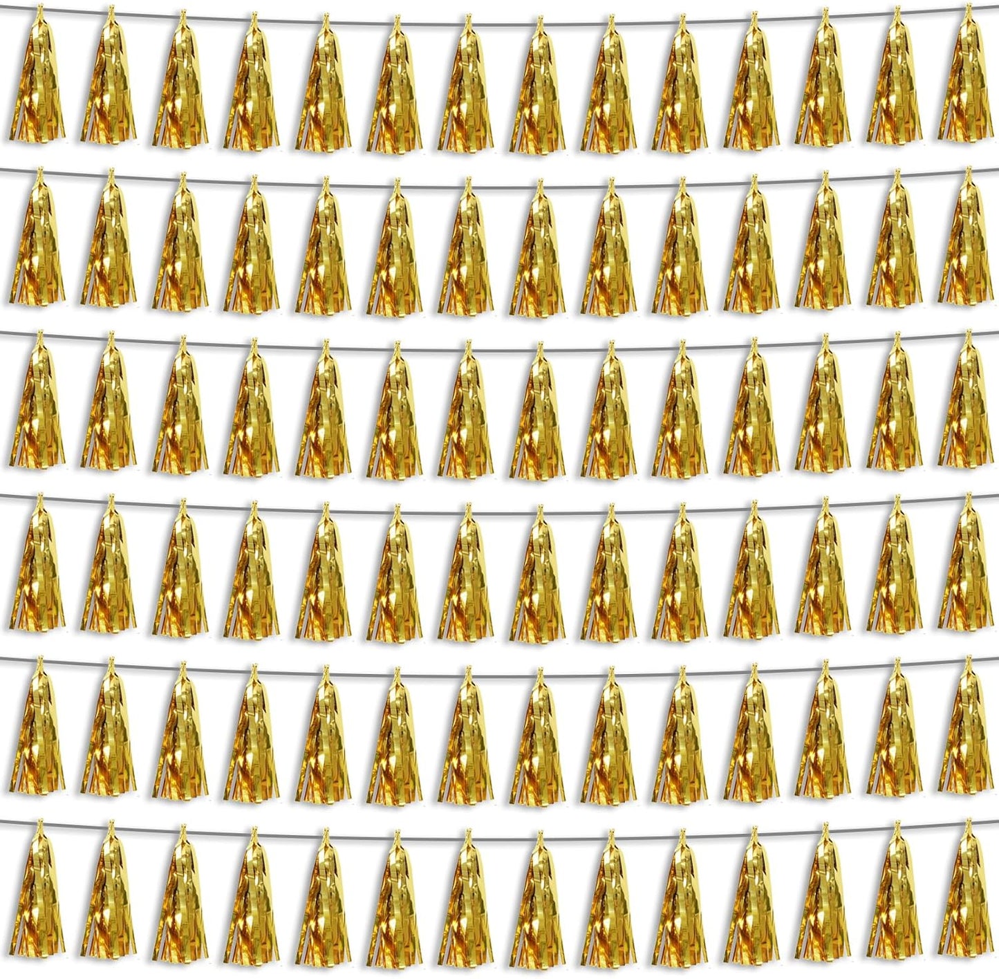 6P Gold Party Decoration Tassel Garland for Parade Floats, Bachelorette, Wedding, Birthday, Halloween, Christmas, Bridal/Baby Shower Party Decorations