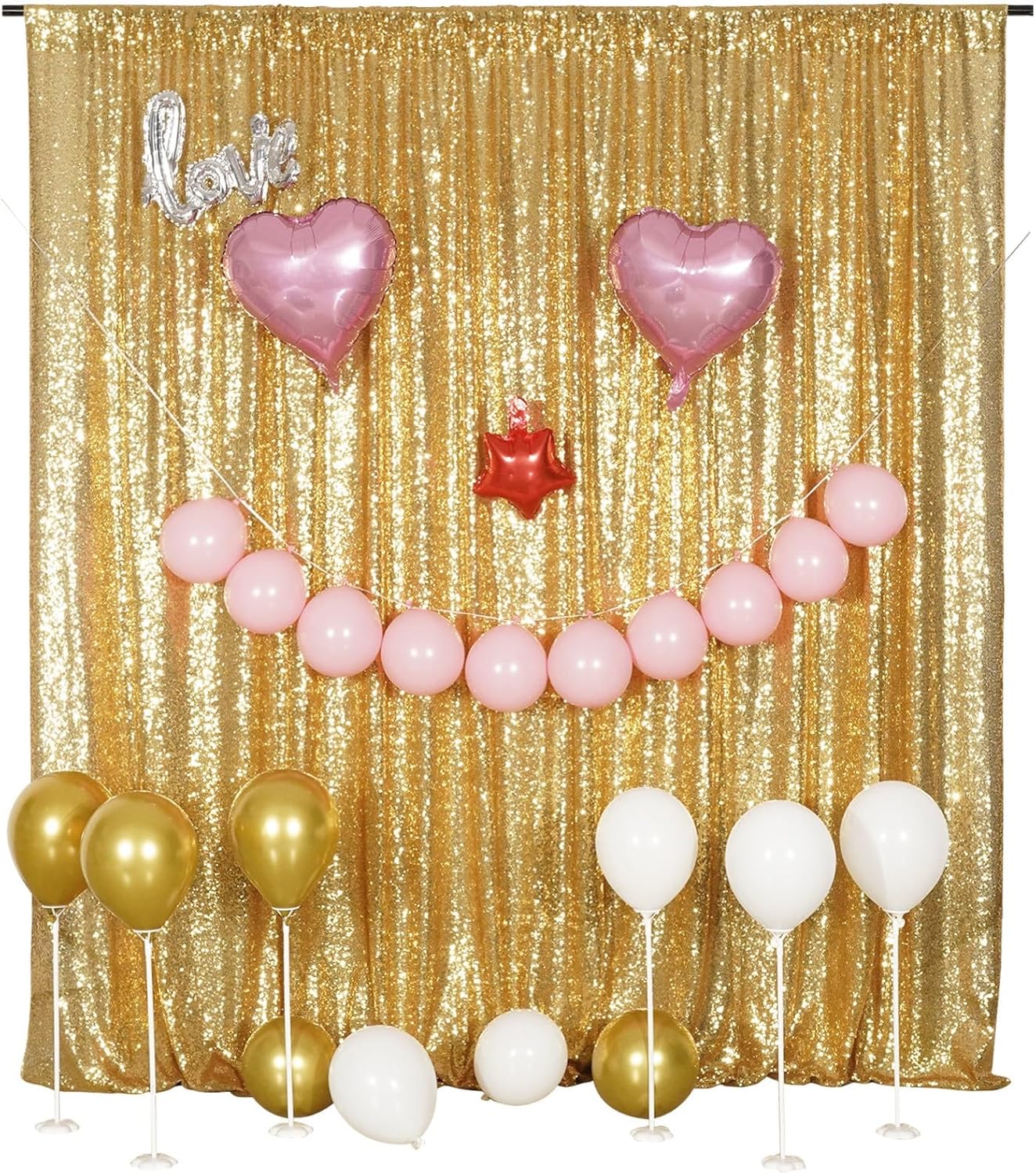 Poise3EHome 8FT x 10FT Sequin Photography Backdrop Curtain for Party Decoration, Golden