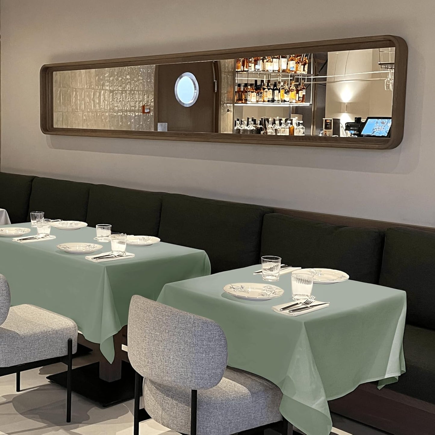 sancua Square Tablecloths 85x85 Inch, 2 Pack - Sage Green Fabric Table Cloth for Square or Round Tables, Washable Polyester Table Cover for Outdoor Party, Birthday, Buffet, Resturant