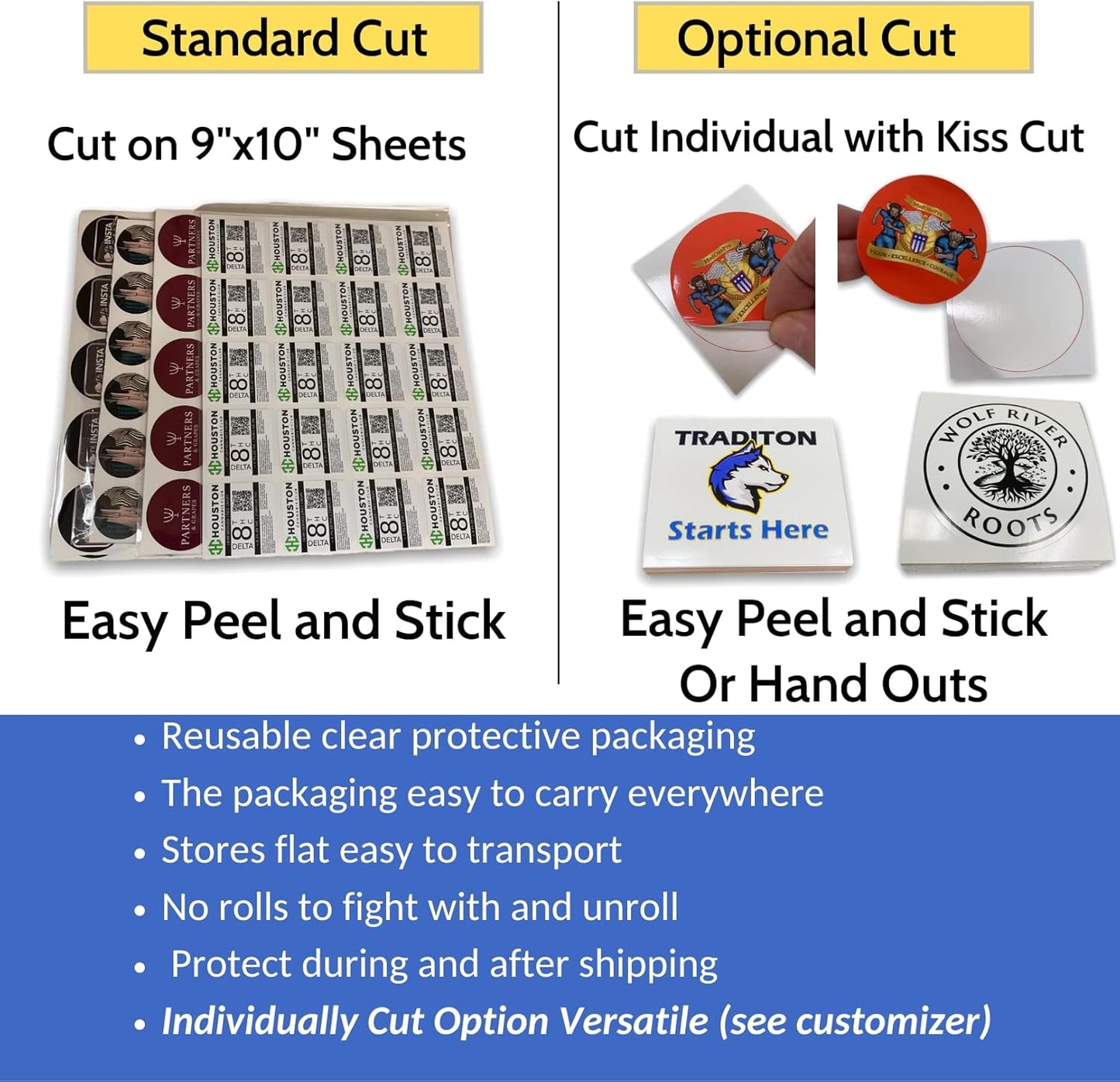 110 Custom Personalized Stickers Labels Cut to Graphic Waterproof Vinyl Made USA, Any Text, Image, Logo 3 in.