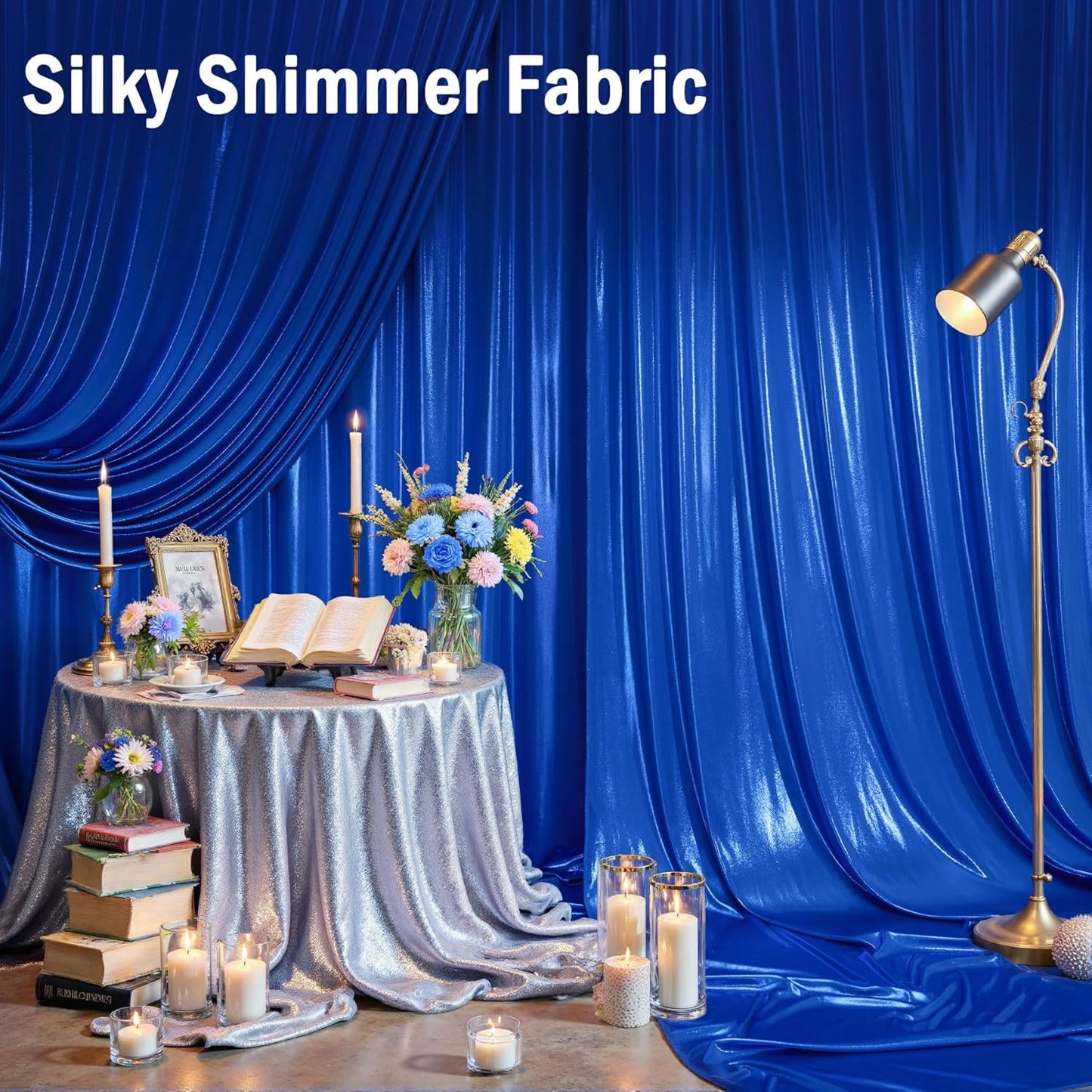 20ftx10ft Royal Blue Sequin Backdrop Curtain Panels for Parties, 4 Panels Wrinkle Free Glitter Photo Backdrop Drapes Shimmer Back Drop Cloth for Wedding Birthday Christmas Photography Background