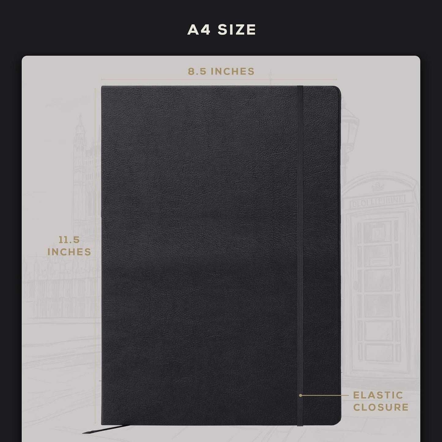 BEECHMORE BOOKS Lined Journal Notebook, 8.5 x 11.5 inch, A4 160 Lined Pages, Hardcover Leather Journals for Women, Men, Writing and Notebooks for Work - 120 GSM Thick Paper, Gifts Box Included