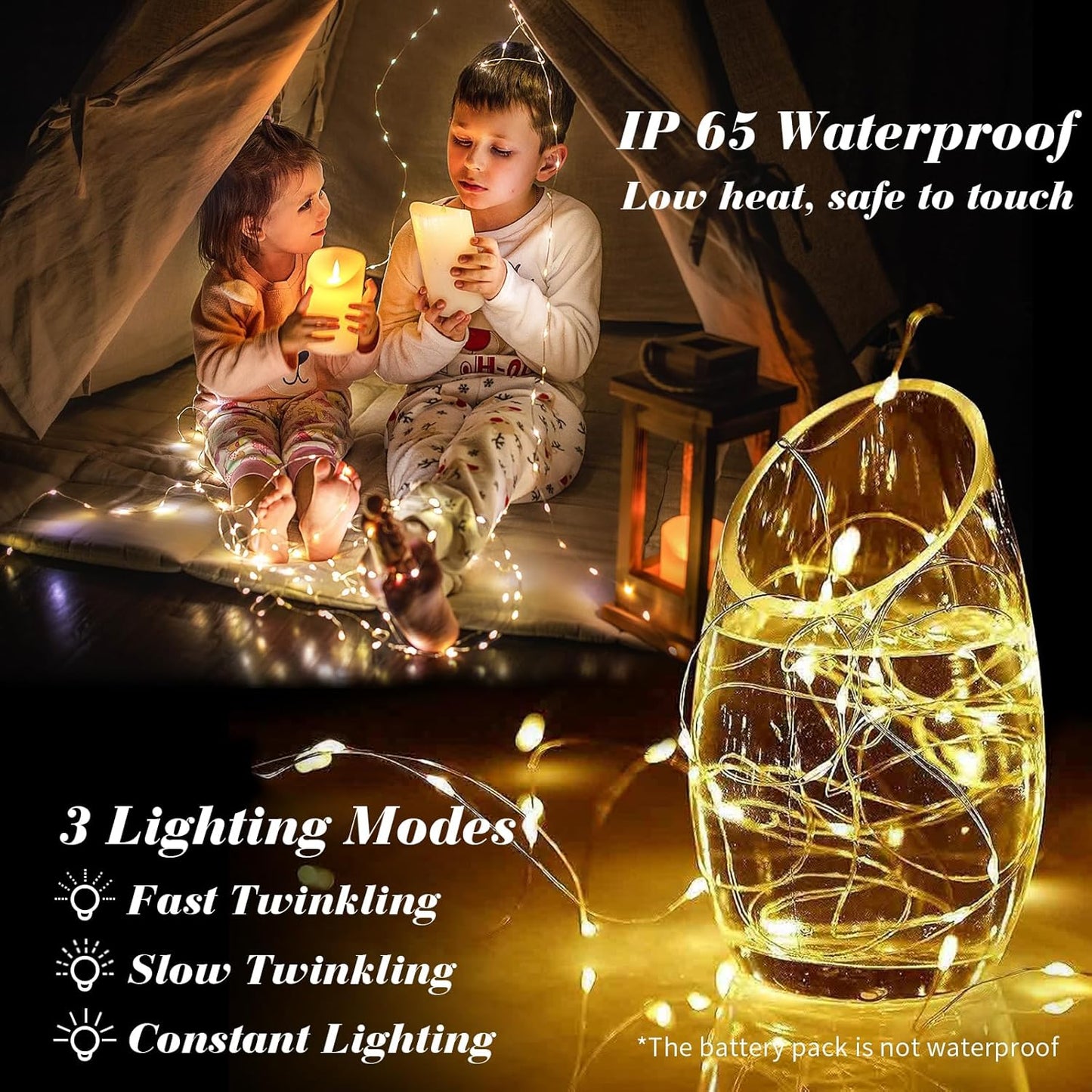 ZGWJ 8 Pack Fairy Lights Battery Operated, 7ft 20 Mini LED Fairy String Lights Silver Wire 3 Modes for DIY, Parties, Wedding, Bedroom, Halloween Christmas Decoration Warm White