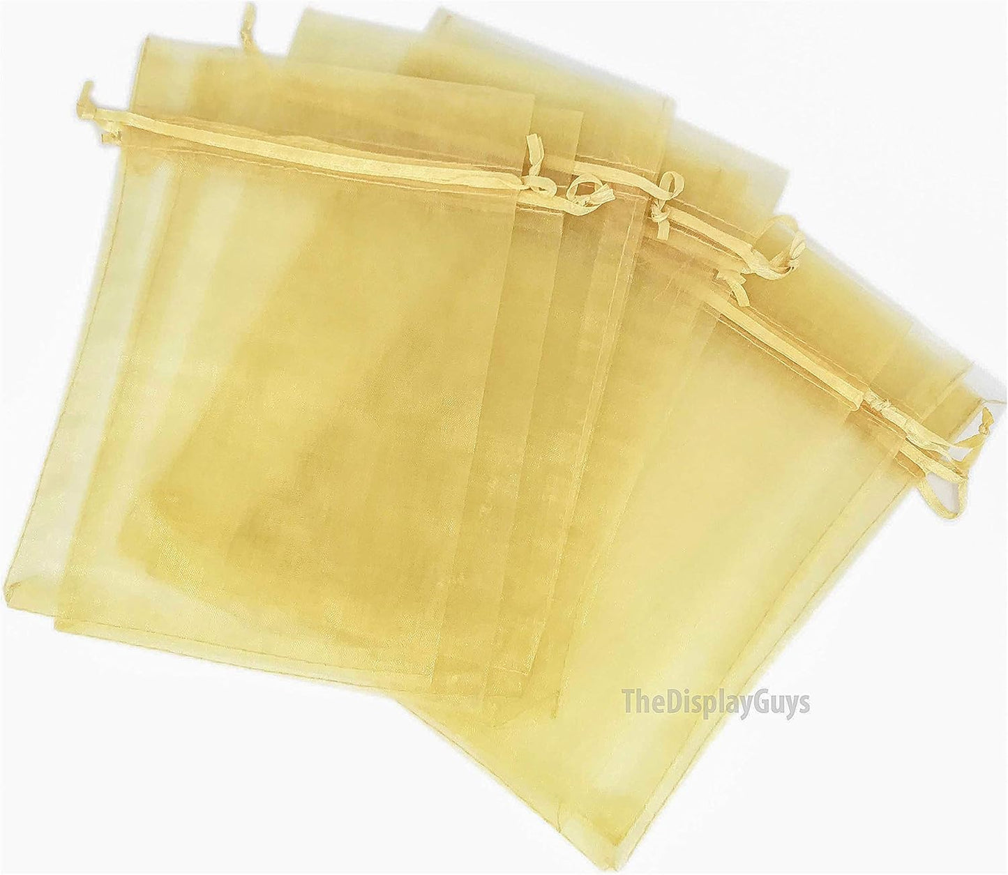 TheDisplayGuys 48-Pack 4x6 Gold Sheer Organza Gift Bags with Drawstring, Jewelry Candy Treat Wedding Party Favors Mesh Pouch