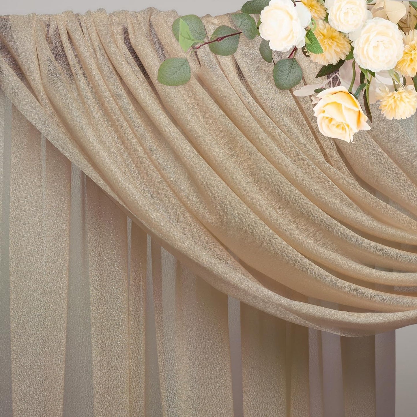 Wokceer Nude 6 Panels 28.7" x 20FT Sheer Fabric Drapes Backdrop Arch Draping Fabric for Wedding Ceremony Birthday Party Bridal Shower Decoration
