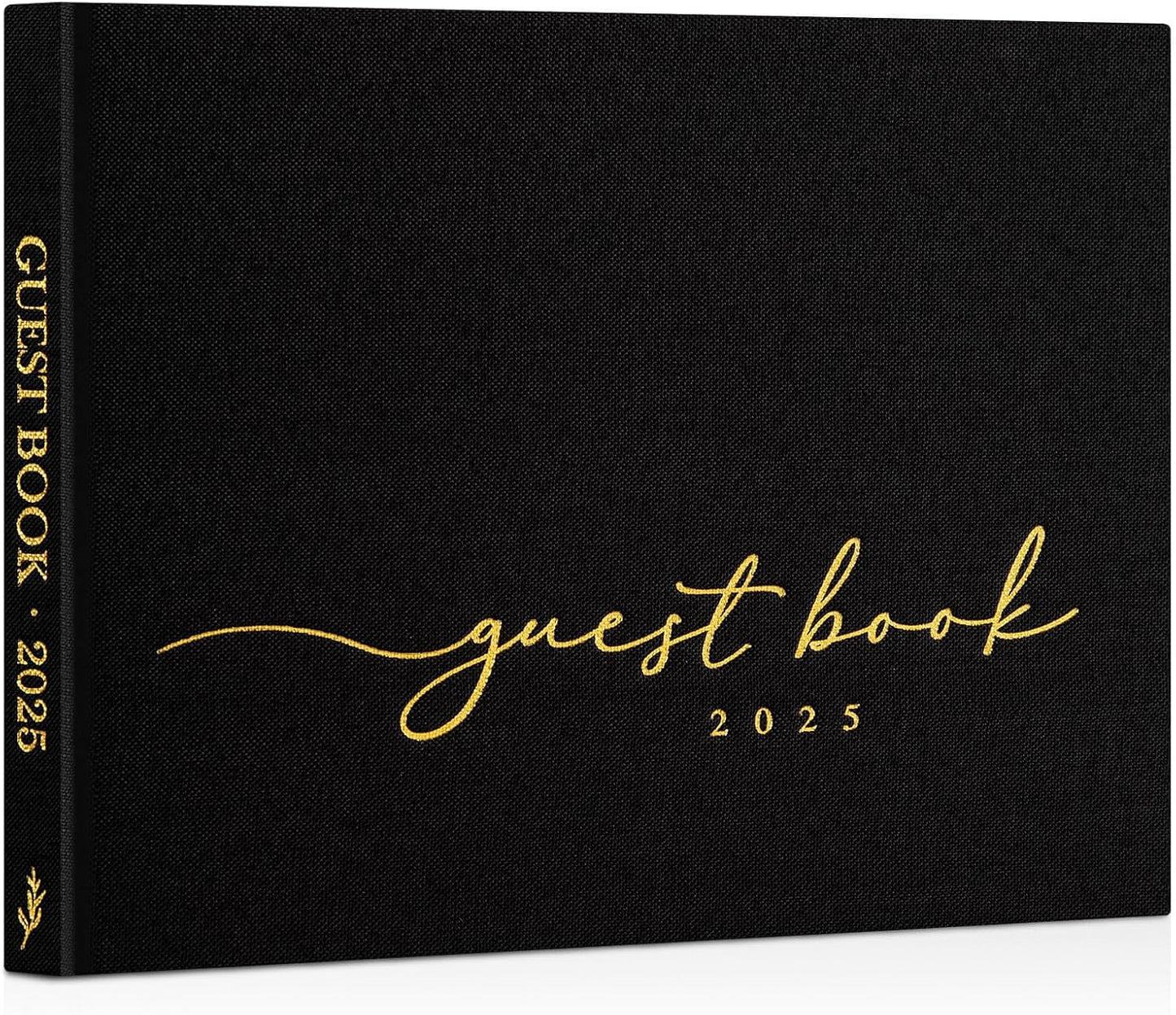 Lanpn Wedding Guest Book 2025 - Linen Graduation Guestbook Wedding Reception with 108 Blank Pages for Sign in and Photos - Polaroid Guest Book for Wedding Bridal Shower Baby Shower Funeral (Black)