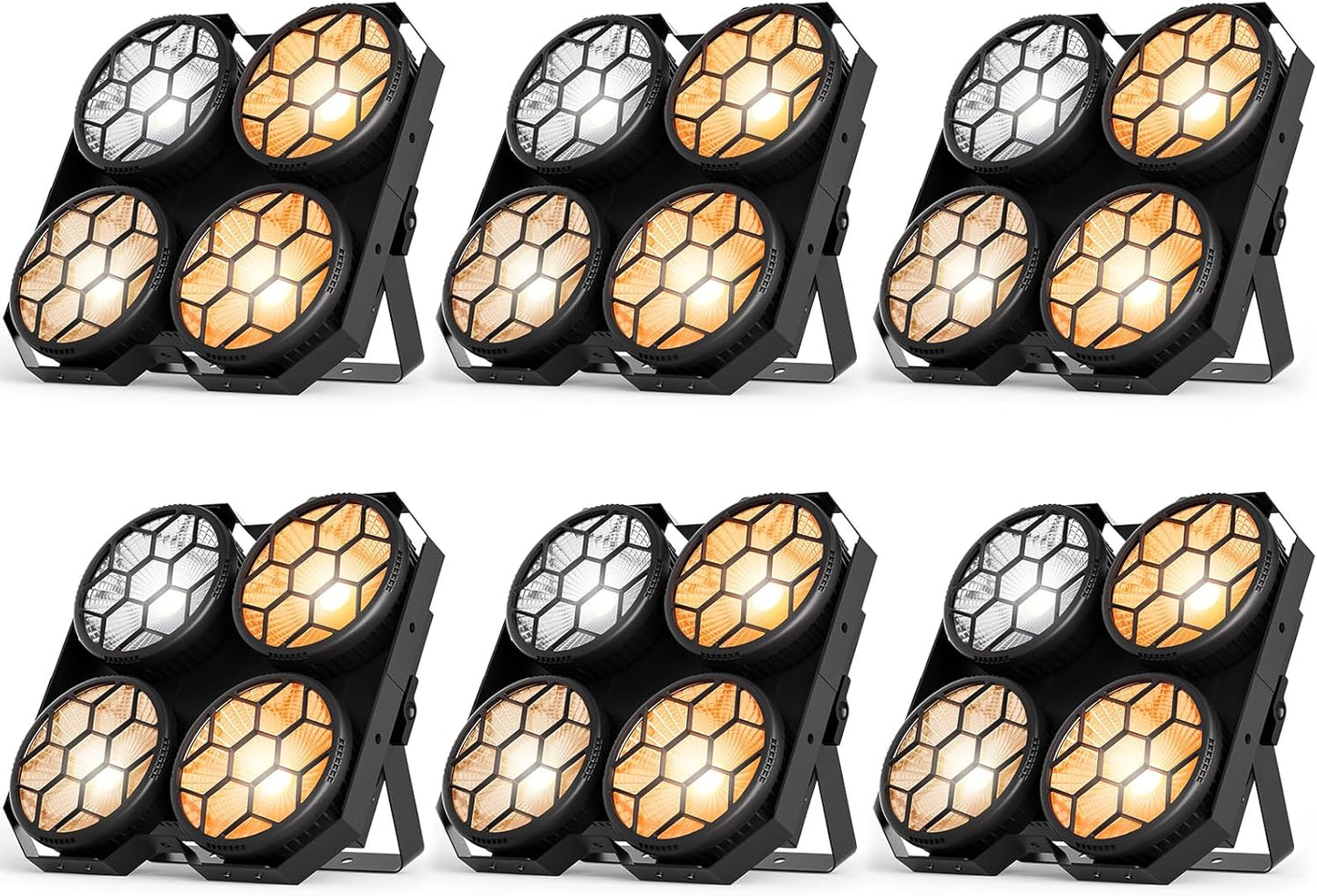 Stage Lights, 4X100W COB Spotlight LED Par Can Retro Lights, 2 in 1 Cool White & Warm White DMX512 Sound Activated Blinder Uplights for Events Parties Wedding Church Concert Studio Show Dance - 6Packs