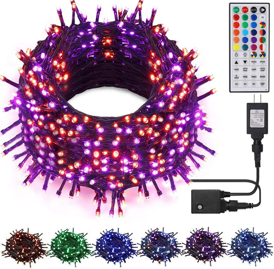 LJLNION 98.5ft Christmas Lights Color Changing with Remote, 300 LED RGB Fairy String Lights Halloween Decorative Lights, 8 Lighting Modes & Timer, Plug in Indoor Outdoor Xmas Wedding Party Decor