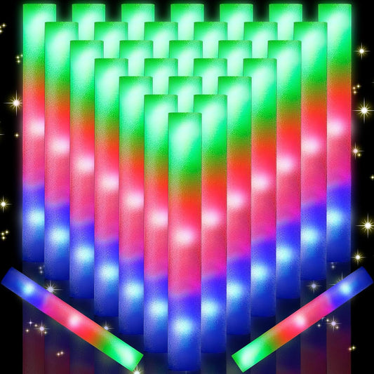 124 PCS Glow Sticks, Foam Glow Sticks, Foam Light up Sticks with 3 Modes Colorful Flashing, Glow In The Dark Party Supplies, Glow Sticks Bulk Party Pack, Foam Glow Sticks Bulk for Party, Raves