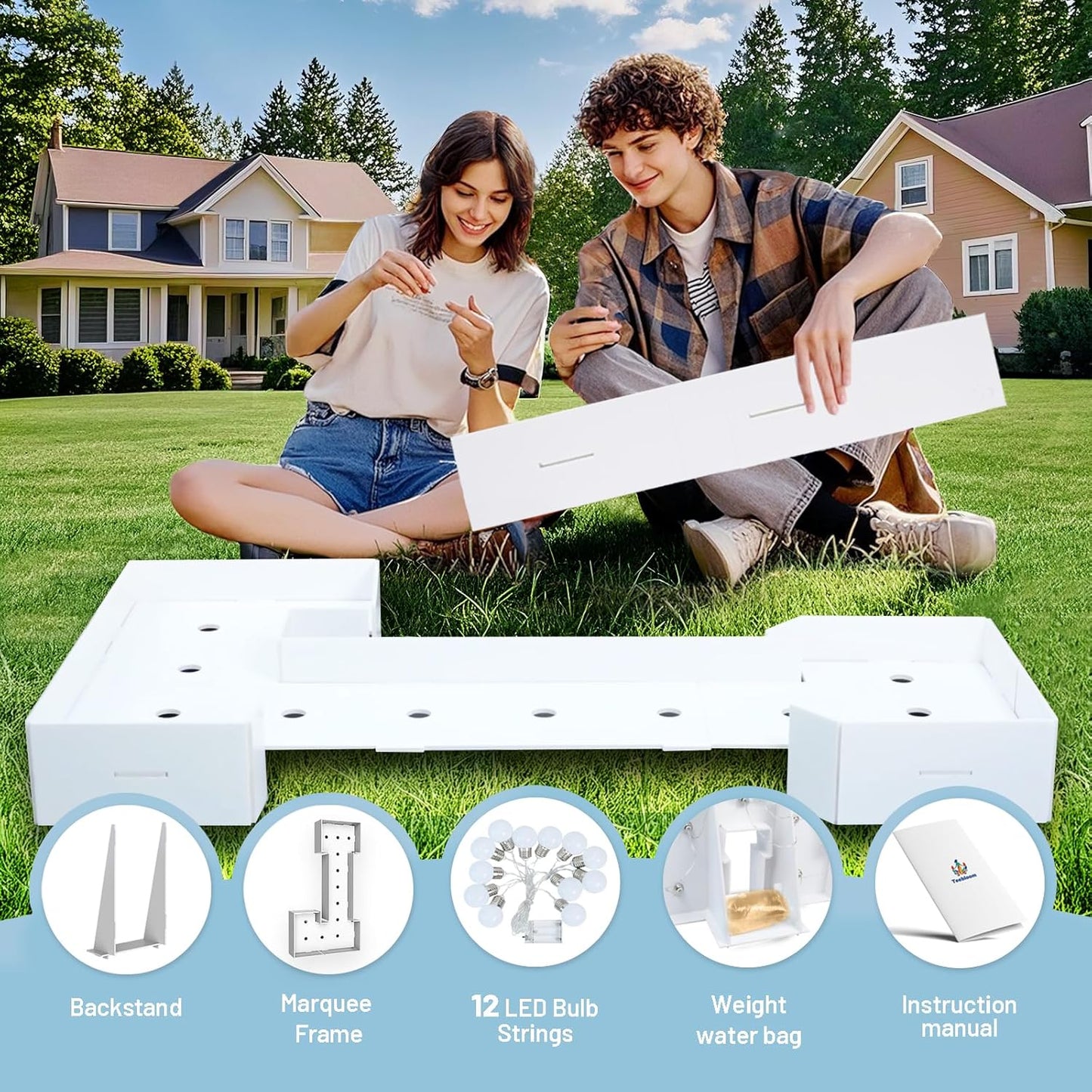 4FT Marquee Light Up Letters L,Party Decoration Large Marquee Light Up Letters with Weighted Water Bag,Pre-cut Foam Board Set Can Be Used for Birthdays,Weddings,Baby Anniversaries