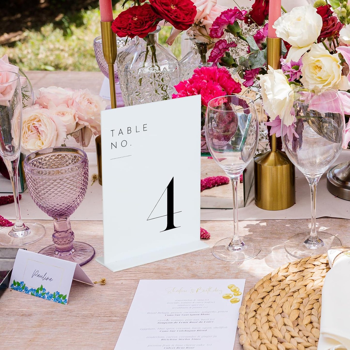 JINMURY White Wedding Table Numbers 1-10 with Stands, 5"x7" White Acrylic Table Numbers, Perfect for Wedding Reception, Party, Anniversary, Event