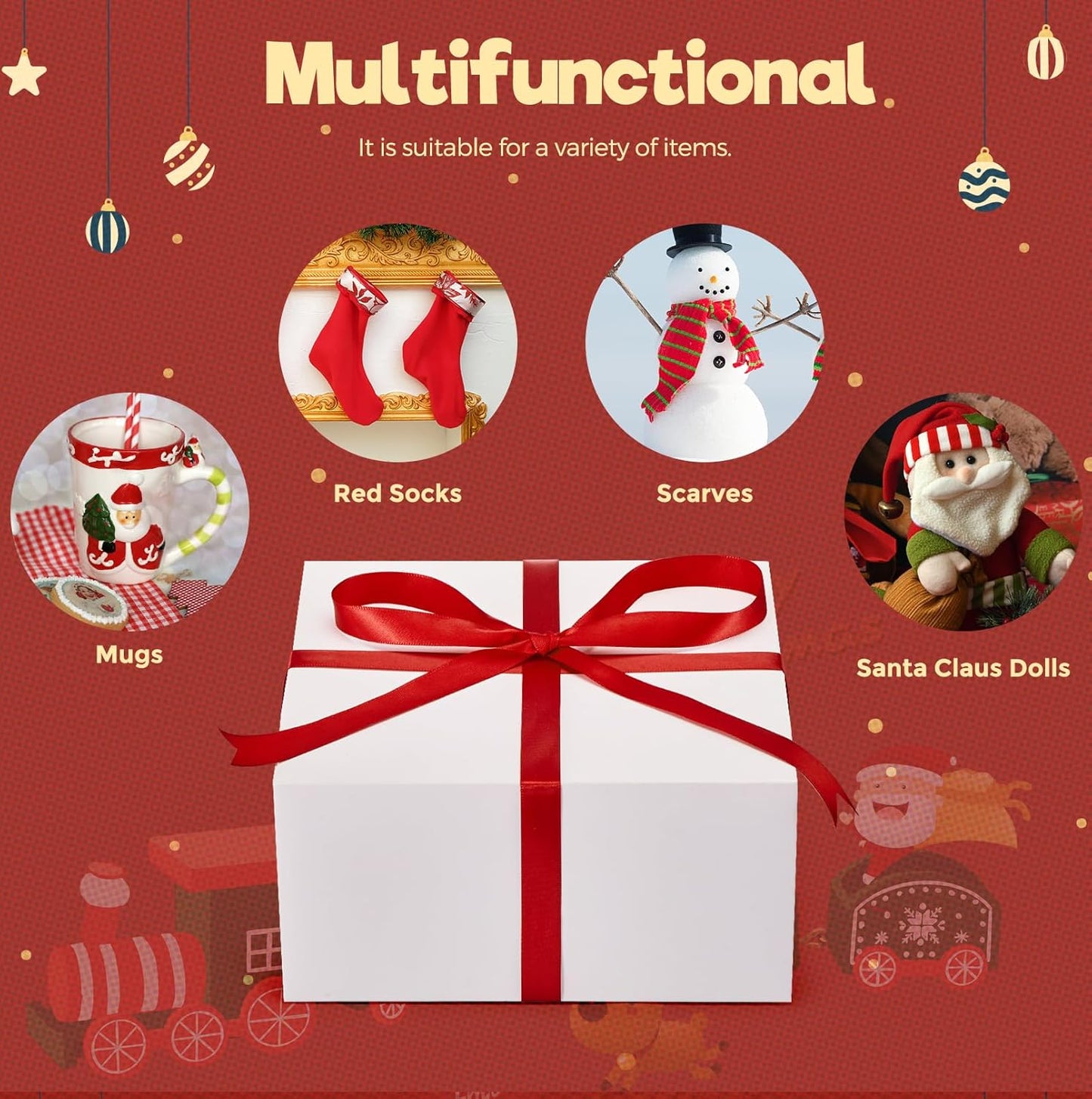 MESHA 8x8x4 Gift Box 50 Pack White Gift Boxes with Lids, DIY Bridesmaid Proposal Box, Recyclable,Foldable Box for Wedding, Birthday Party