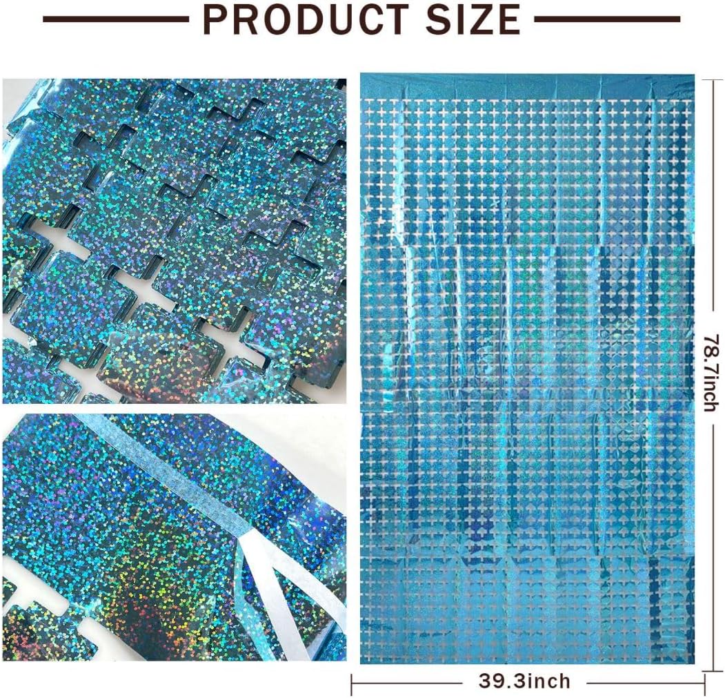 Frozen Birthday Party Decorations 10pcs Glitter Foil Fringe Curtain Party Decor Blue Photo Booth Backdrop Streamers for Halloween, Christmas, Birthday, Graduation, Wedding Party Decorations