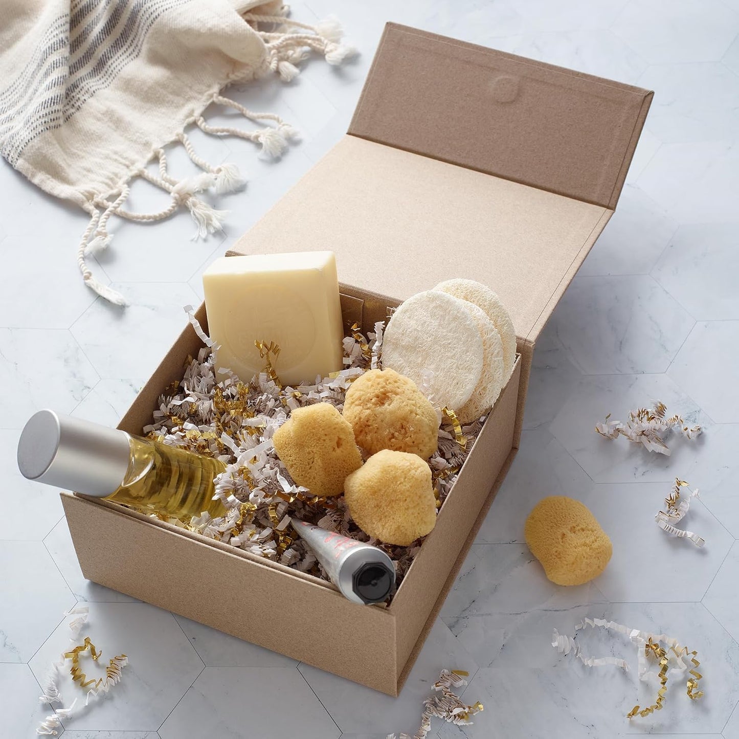 CECOBOX - Gift Boxes with Lids for Presents 6"x6"x2.75" - Matte, Collapsible Magnetic Closure Gift Box - Groomsmen & Bridesmaid Proposal Boxes, Wedding, PR, Birthdays, Holidays (Kraft)