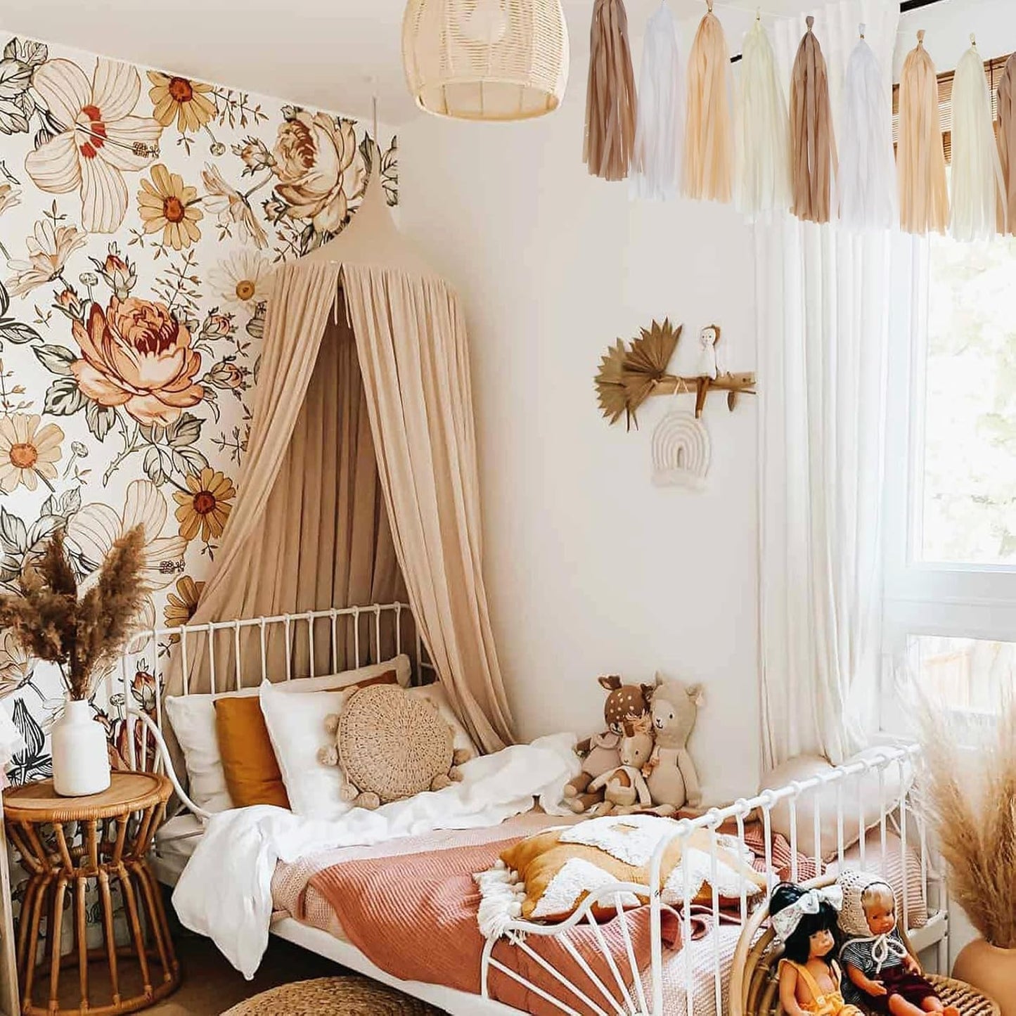 Boho Rainbow Baby-Shower Party-Decorations Tassel-Garland - 20pcs Neutral Birthday Wedding Bridal Tassels, White Brown Champagne Banner Streamers, Engagement Bachelorette Christmas Decor Panduola