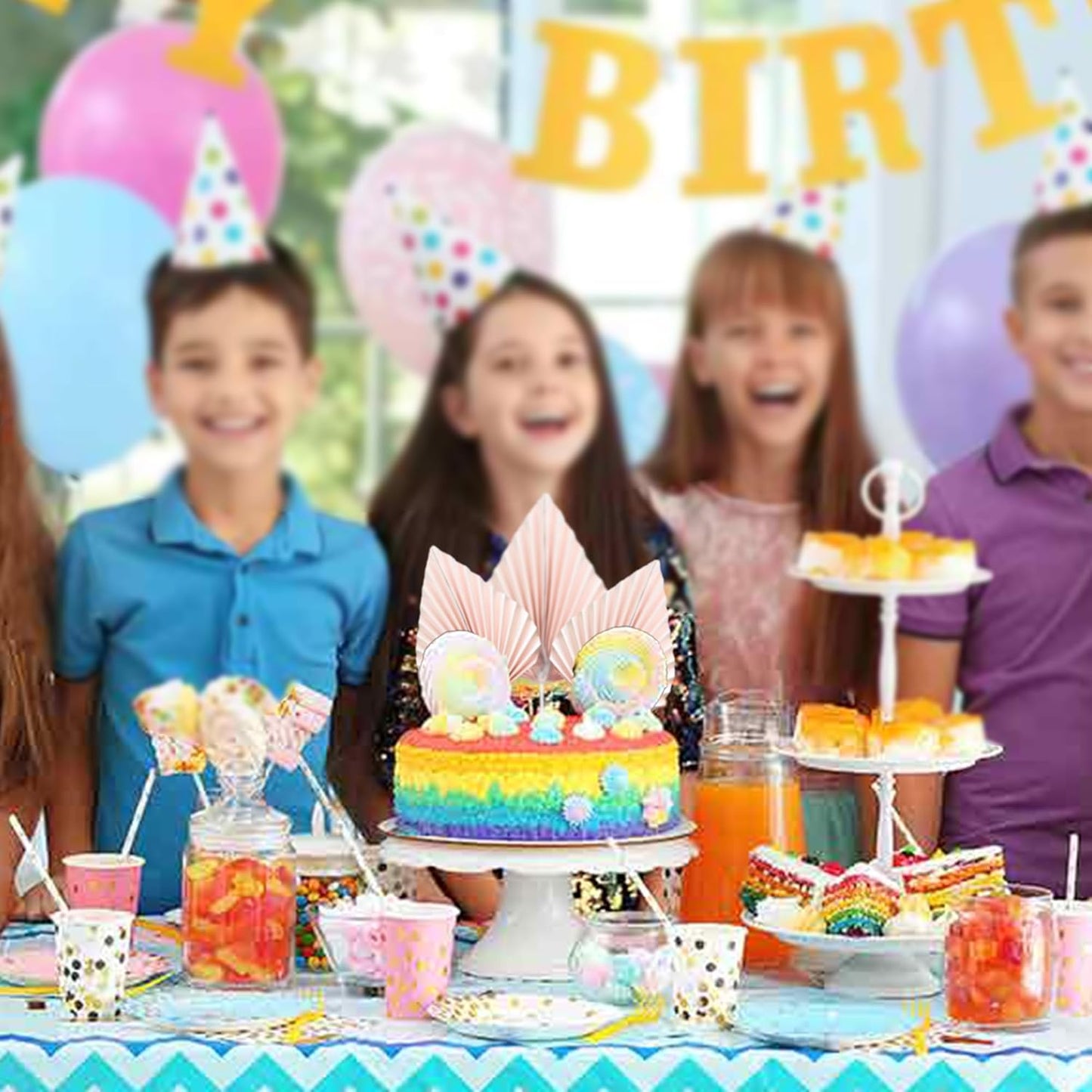 Gyufise 6Pcs Paper Palm Fan Cake Toppers Palm Leaf Fan Cake Topper Palm Spear Leaf Cupcake Toppers Cake Insert Decoration For Cake Decorating Diy Craft Project Home Wedding Party Supplies Pink