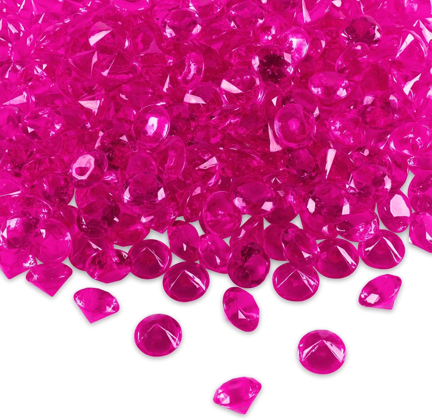 Super Z Outlet Fuchsia Acrylic Round Diamond Crystals Treasure Gems for Table Scatters, Vase Fillers, Event, Wedding, Birthday Decoration Favor, Arts & Crafts (1 Pound, 240 Pieces)