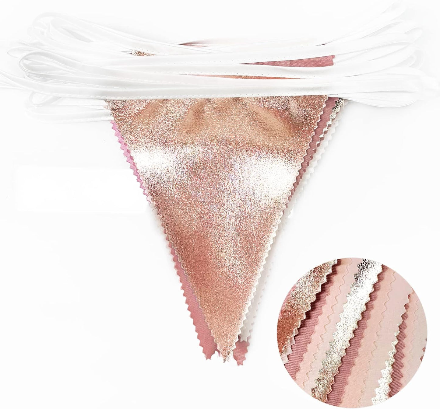 32Ft Rose Gold Party Decorations Dusty Blush Pink Pennant Banner Fabric Triangle Flag Bunting Garland Streamers for Wedding Birthday Anniversary Baby Bridal Shower Home Outdoor Garden Decorations