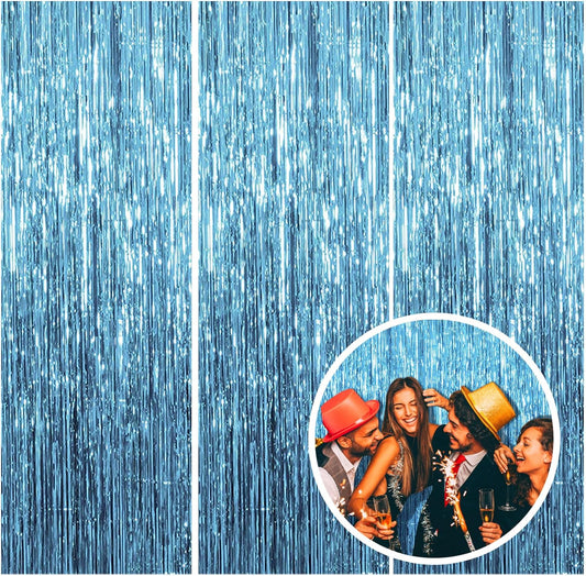 3 Pack Blue Backdrop Party Streamers Ocean Themed Decor Birthday Party Decorations Foil Fringe Backdrop Curtain Graduation Baby Shower Bachelorette Winter Holiday Party Decorations Supplies